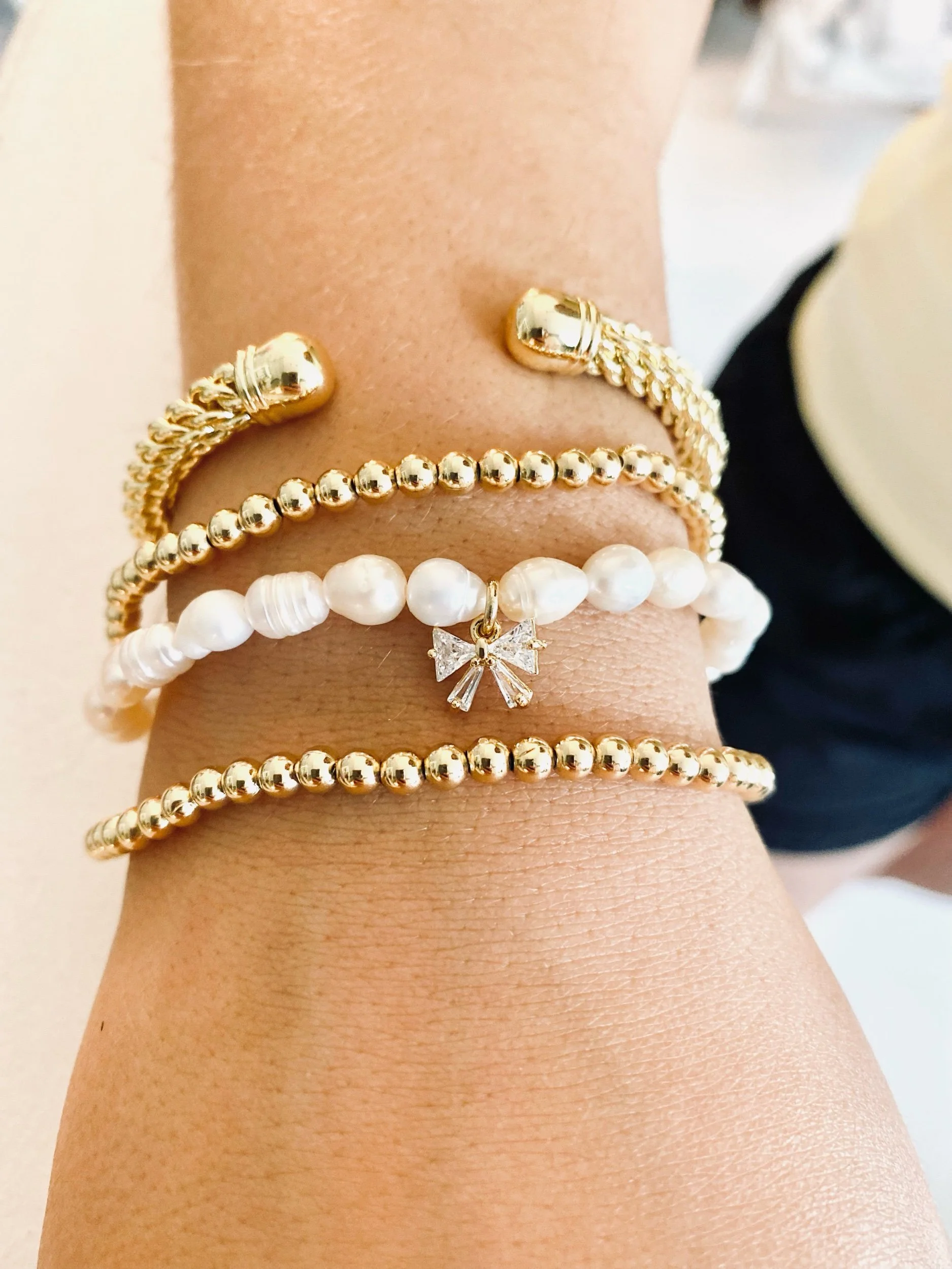 Pearls of Grace Bracelet | Natural White Pearl & Bow