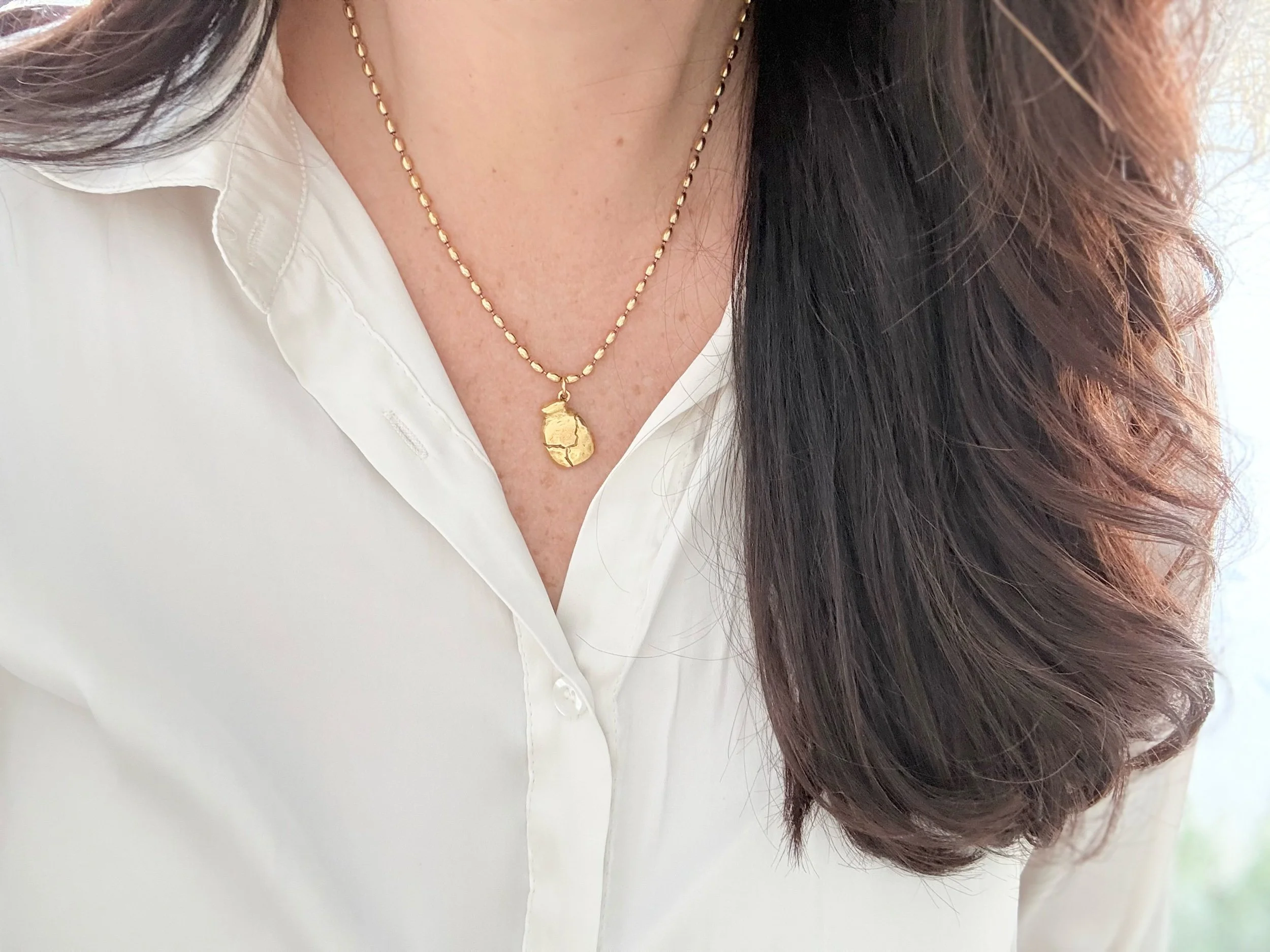 Leave Her Alone | Alabaster Jar Gold Seed Necklace