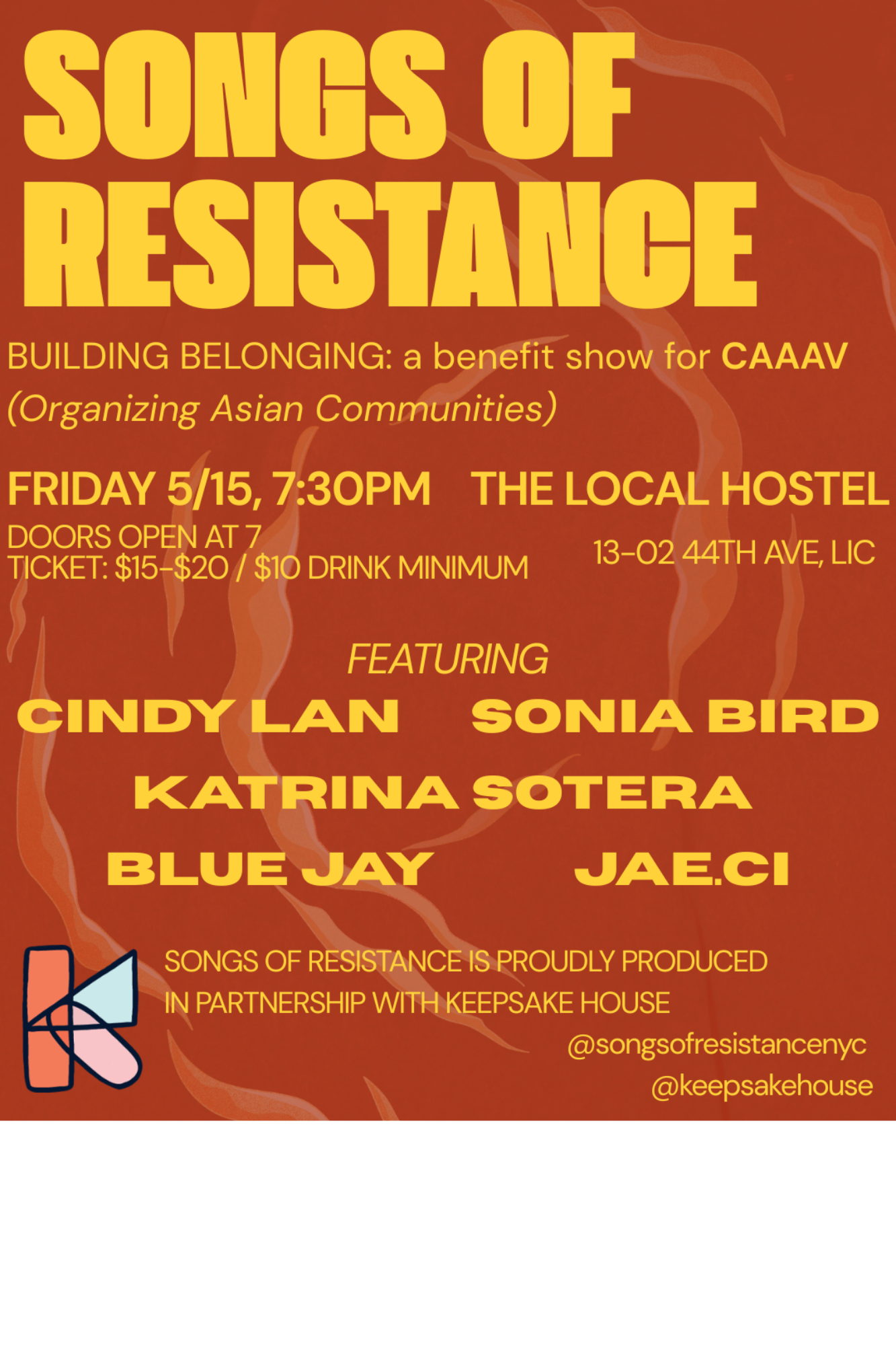 Songs of Resistance presents Building Belonging: A Benefit Show for CAAAV
