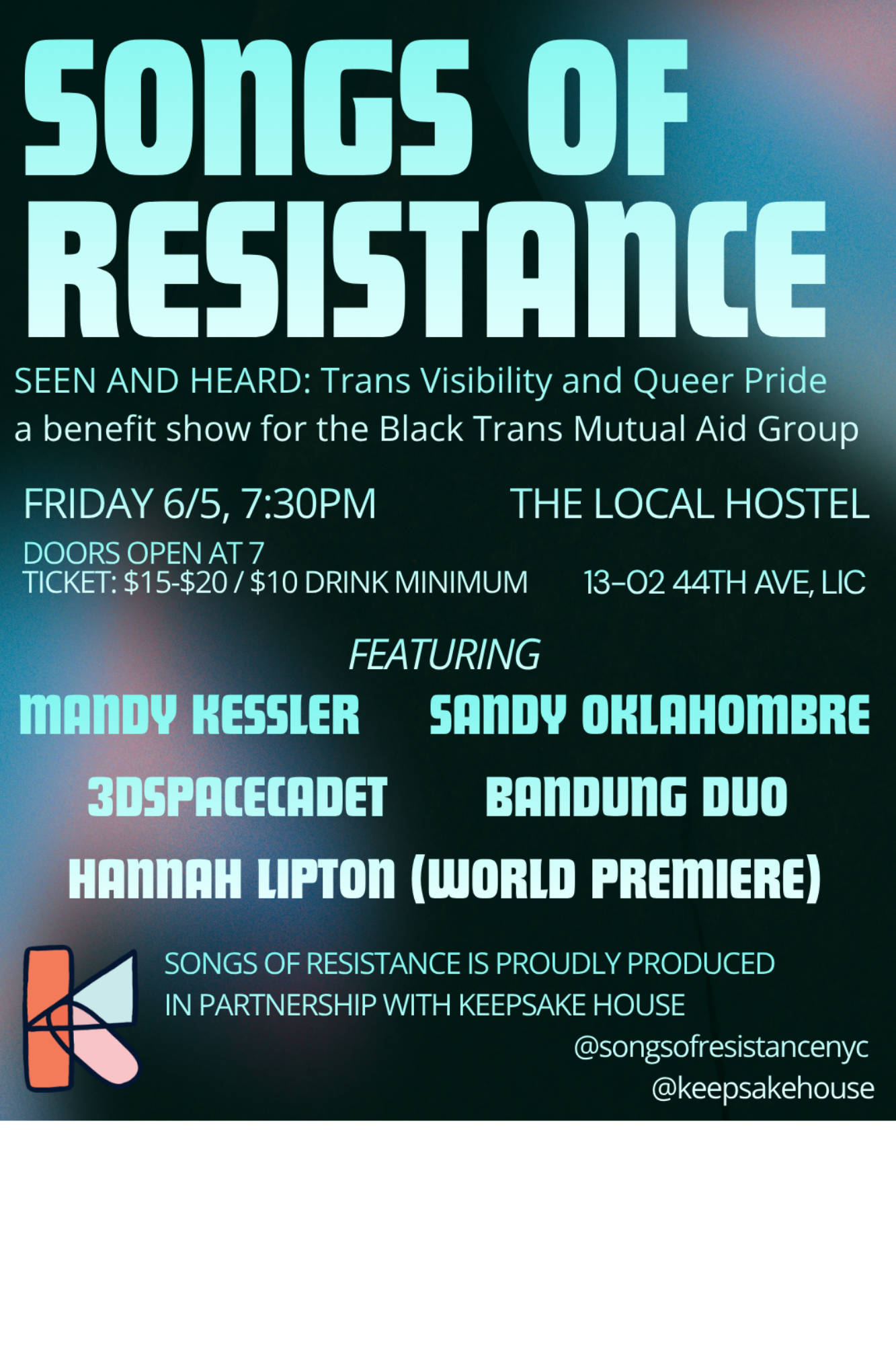 Songs of Resistance presents Seen and Heard: A Benefit Show for Black Trans Mutual Aid Group