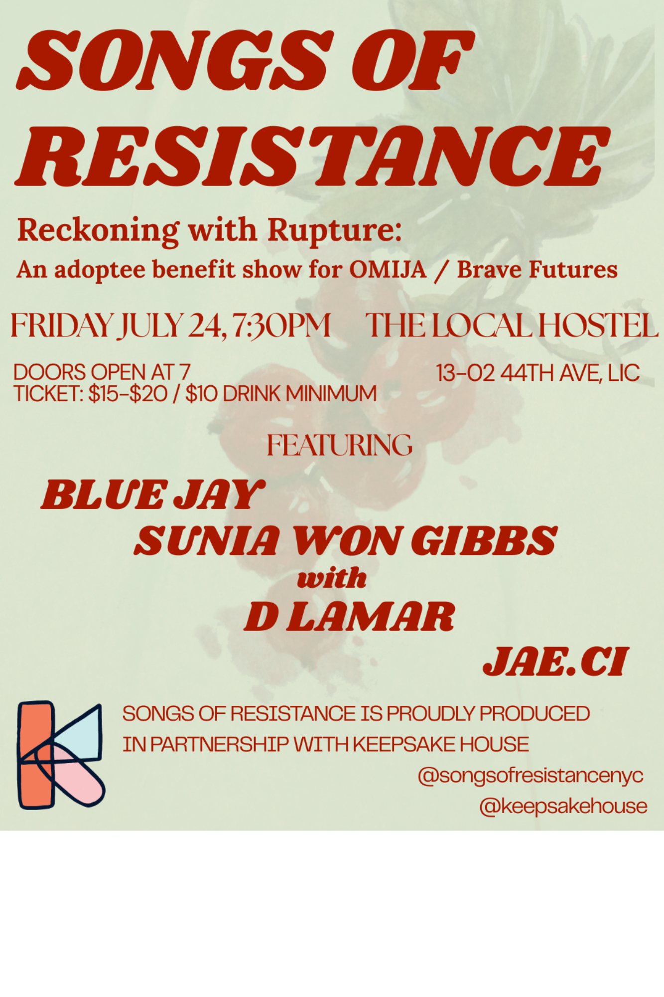 Songs of Resistance presents Reckoning with Rupture” An Adoptee Benefit Show for OMIJA / Brave Futures