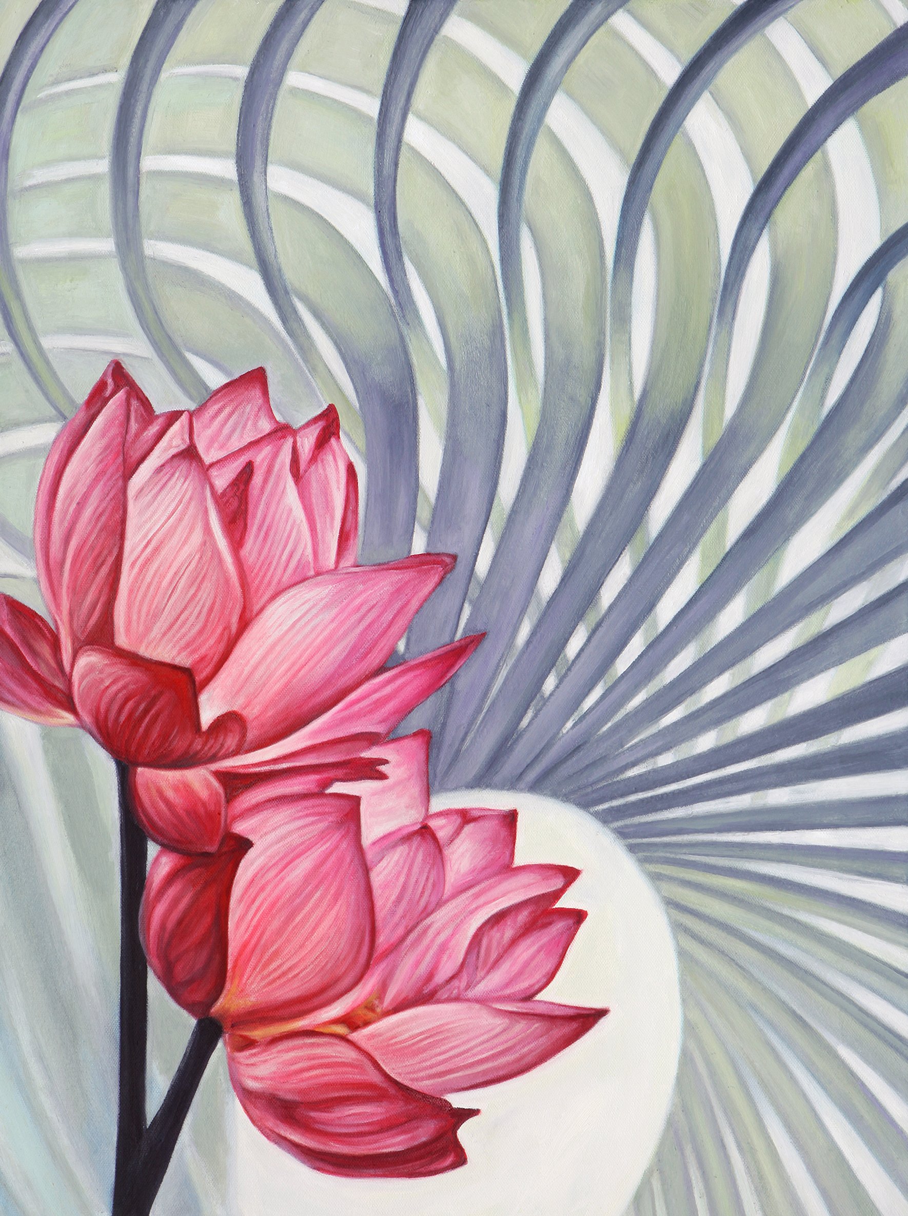 Red Lotuses, 12x24"  2018