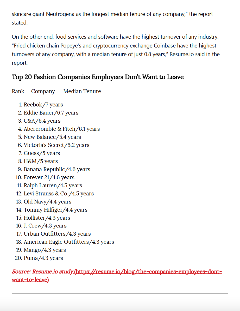 GUESS Tops List of Employee Retention