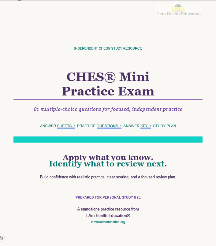 I Am Health Education® CHES® Mini Practice Exam