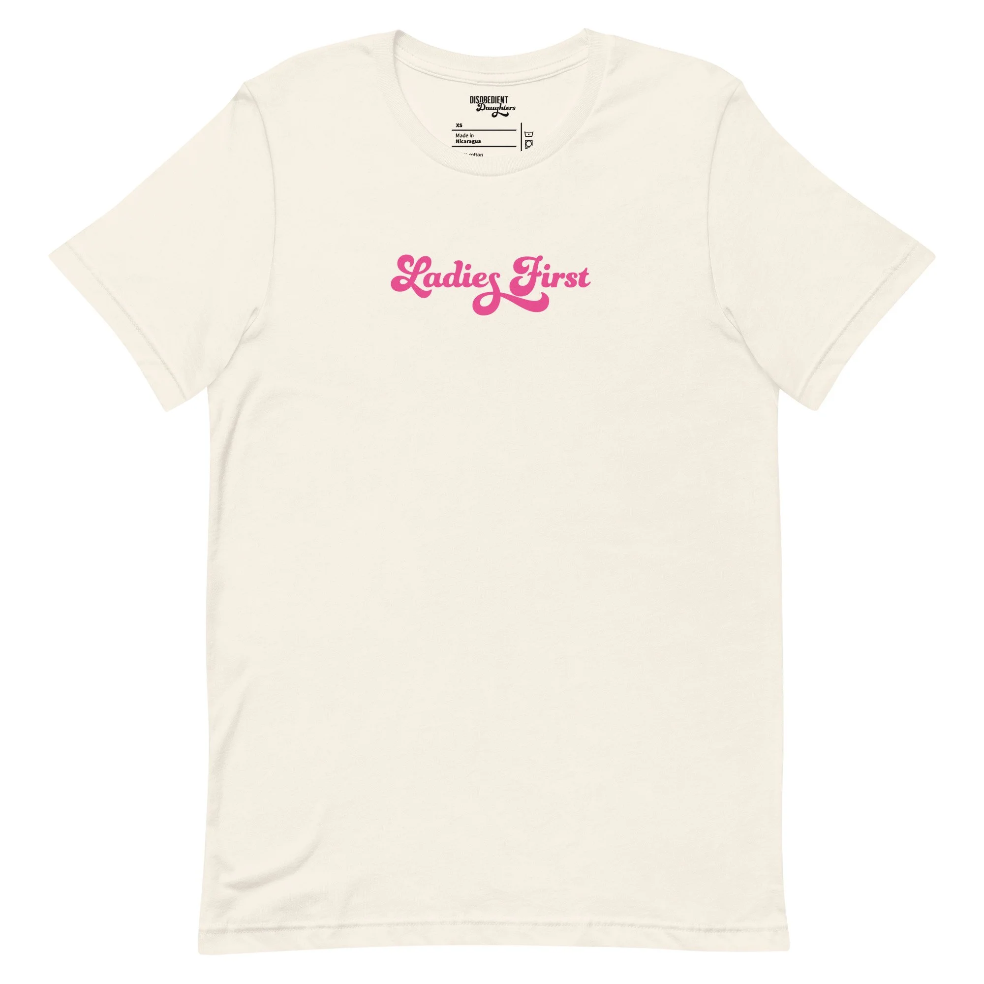Ladies First T-shirt by Disobedient Daughters in Vintage White — Self-care shirts that make a statement