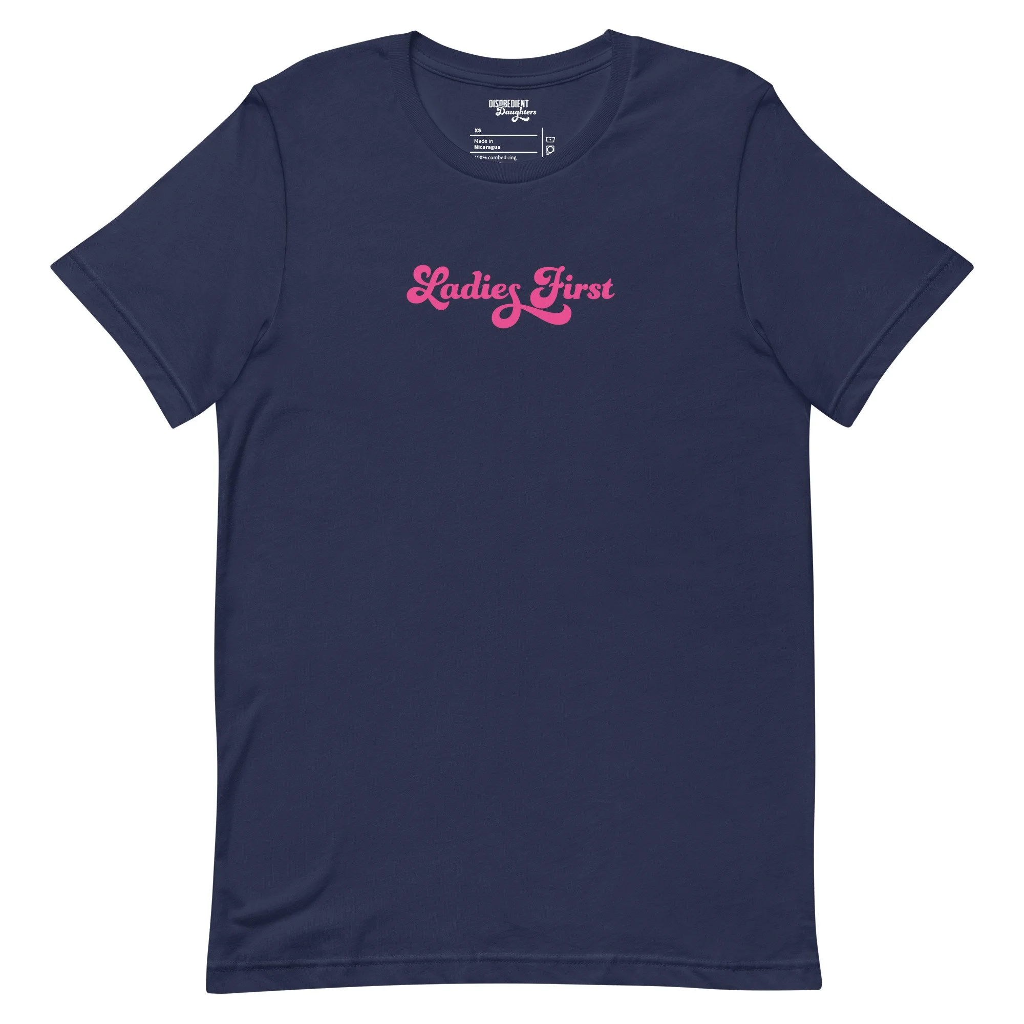 Ladies First T-shirt by Disobedient Daughters in Navy — Self-care shirts that make a statement