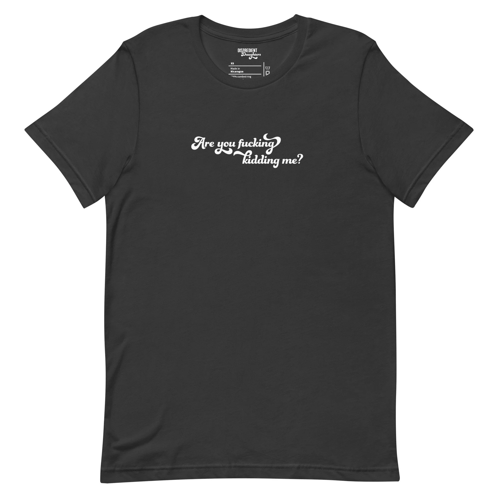 Are You Fucking Kidding Me T-shirt by Disobedient Daughters in Dark Gray — Self-care shirts that make a statement