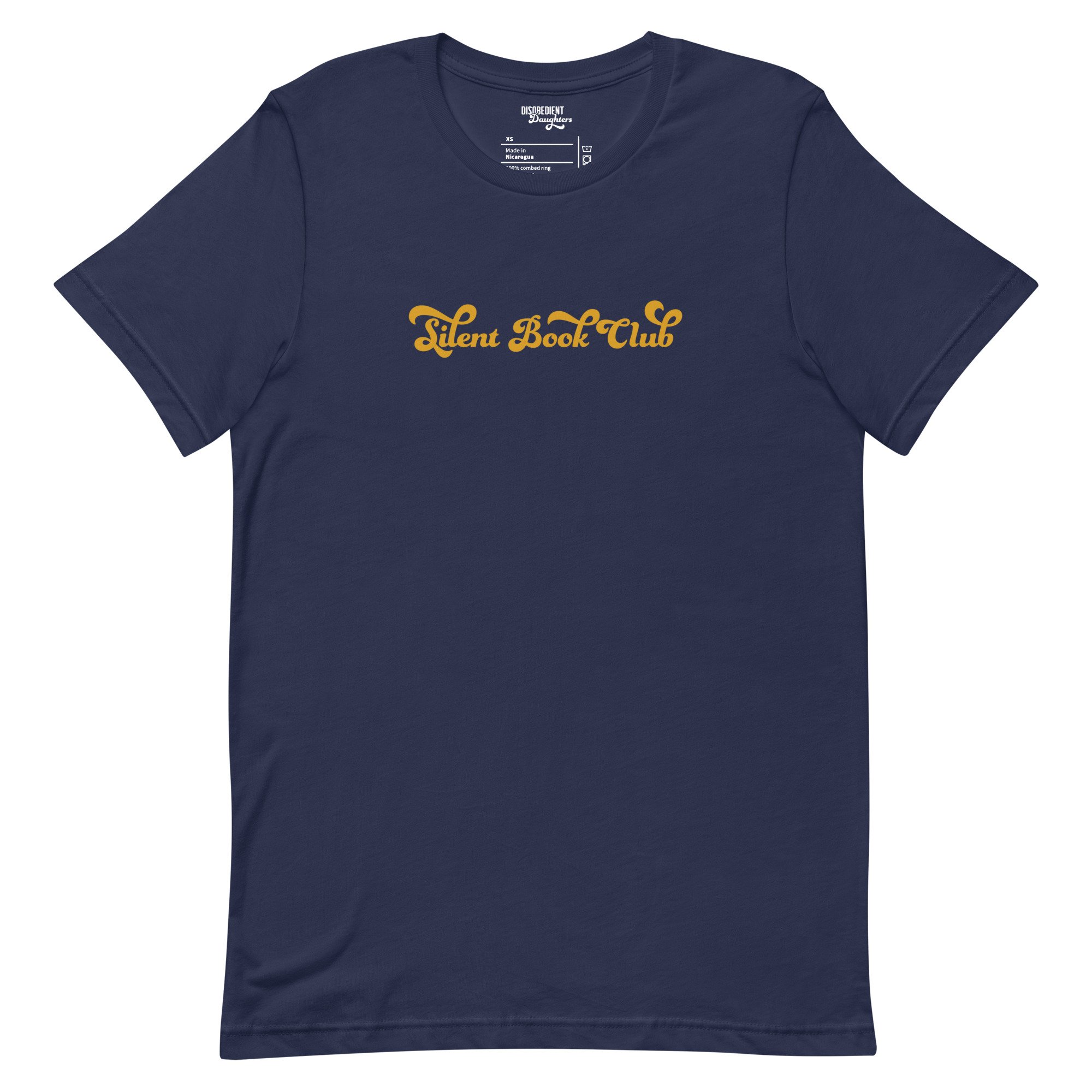 Silent Book Club T-shirt by Disobedient Daughters in Navy — Self-care shirts that make a statement