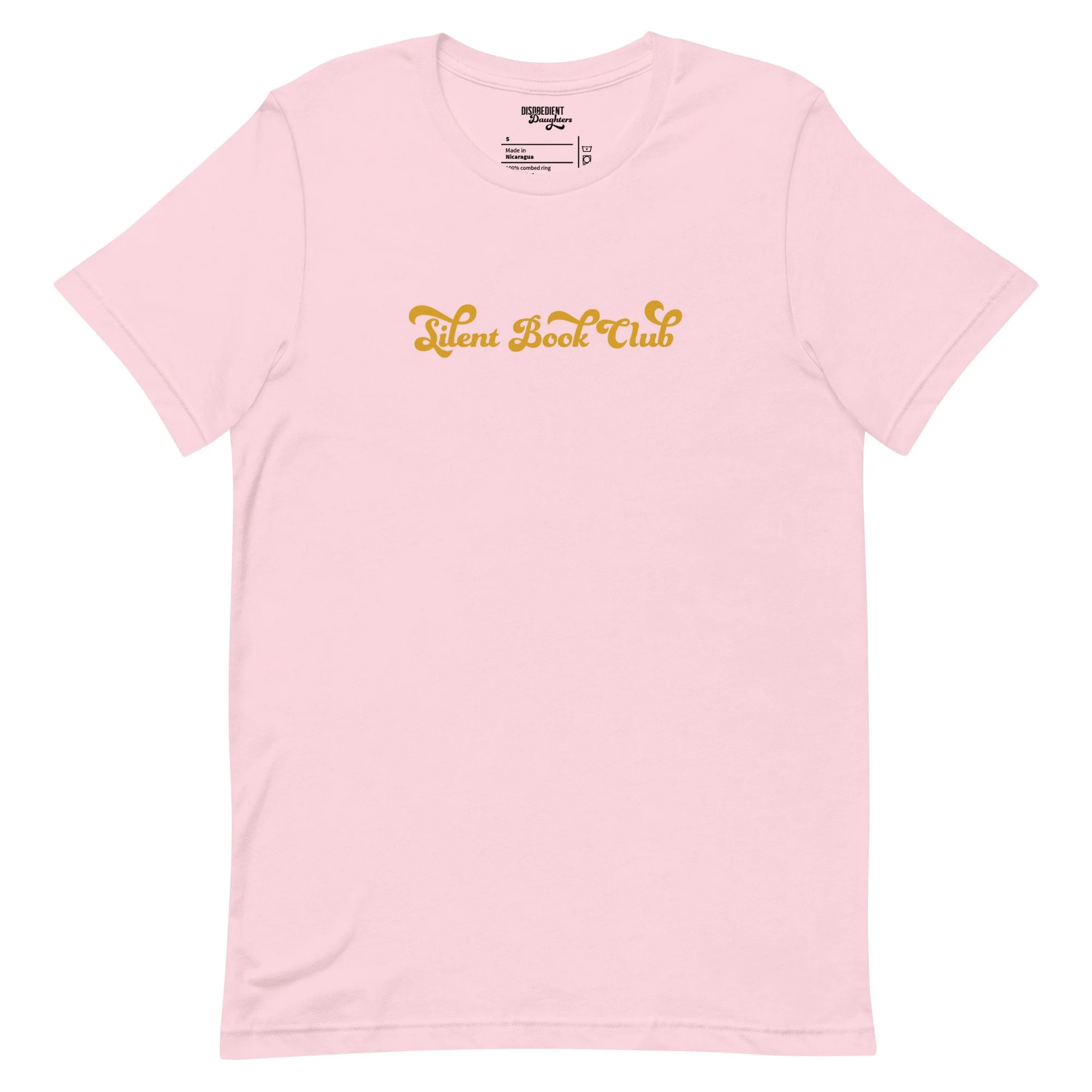 Silent Book Club T-shirt by Disobedient Daughters in Soft Pink — Self-care shirts that make a statement