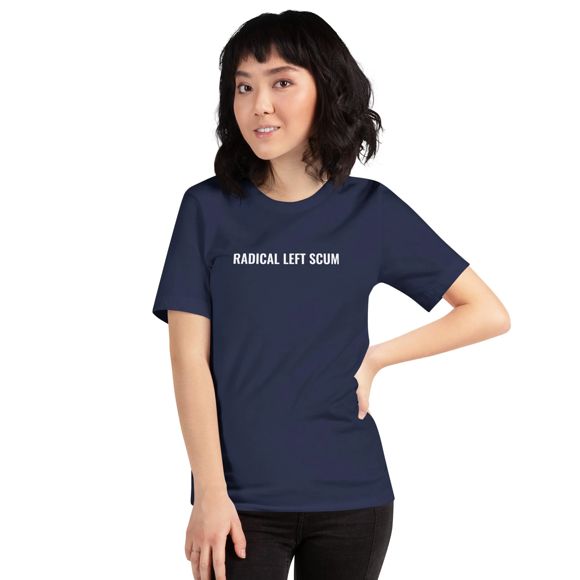 Radical Left Scum T-shirt by Disobedient Daughters in Navy — Self-care shirts that make a statement