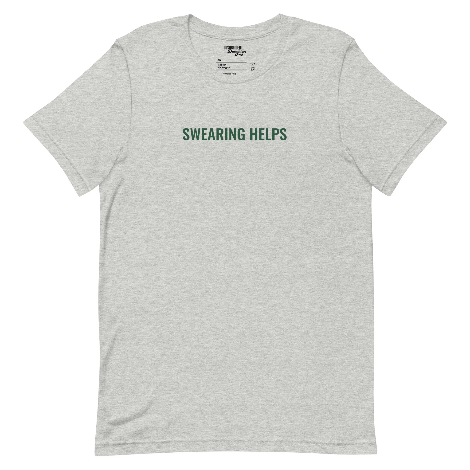 Swearing Helps T-shirt by Disobedient Daughters in Gray — Self-care shirts that make a statement