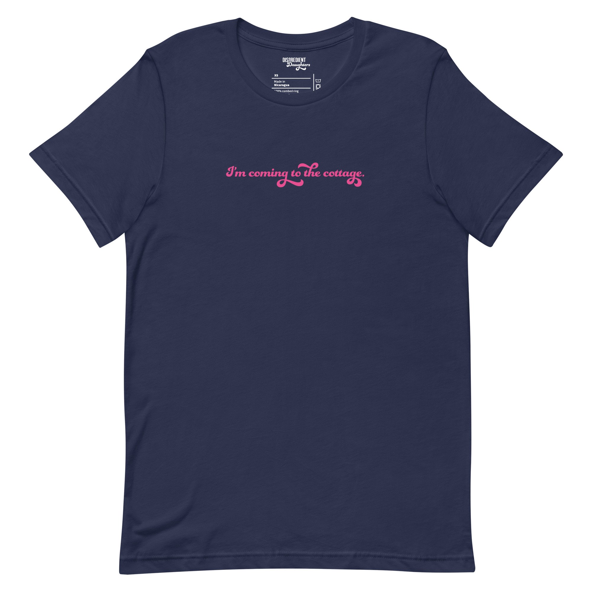 I'm Coming to the Cottage Heated Rivalry T-shirt by Disobedient Daughters in Navy — Self-care shirts that make a statement
