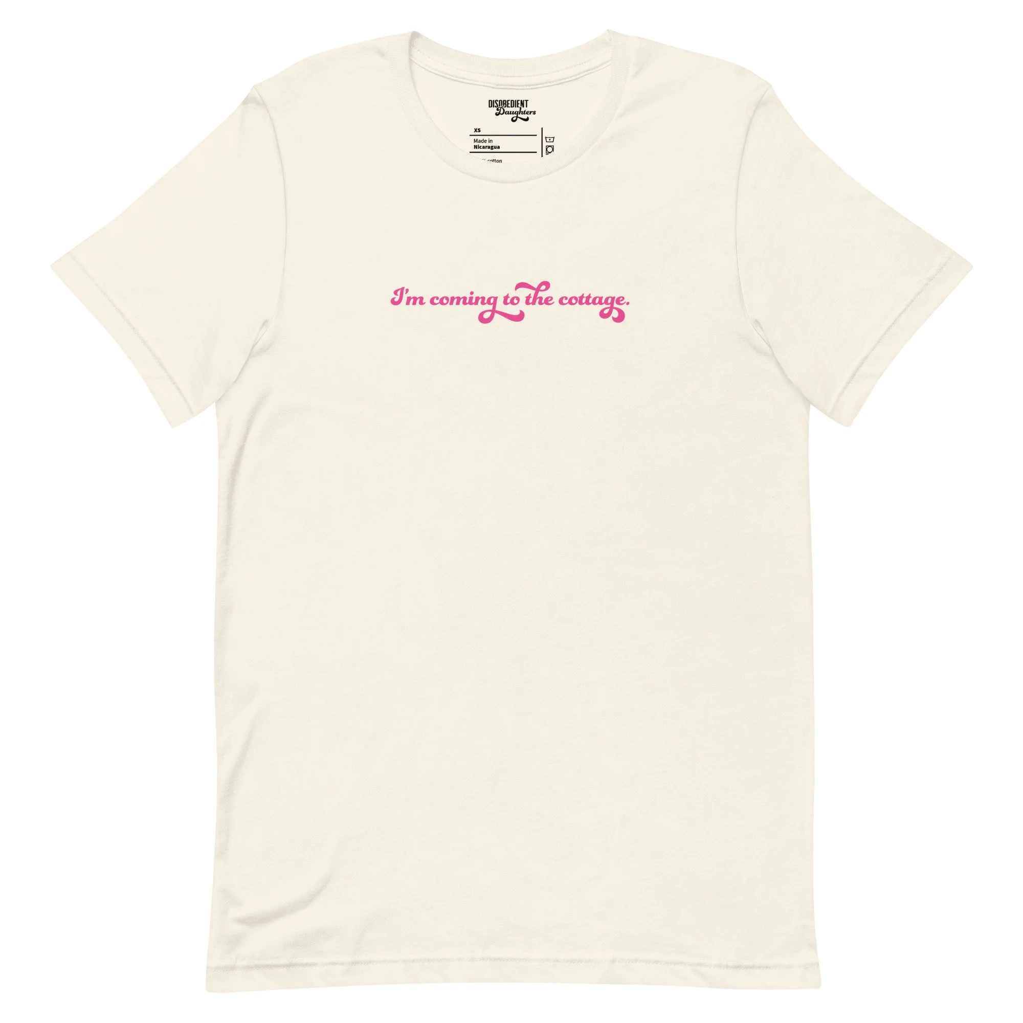 I'm Coming to the Cottage Heated Rivalry T-shirt by Disobedient Daughters in Vintage White — Self-care shirts that make a statement
