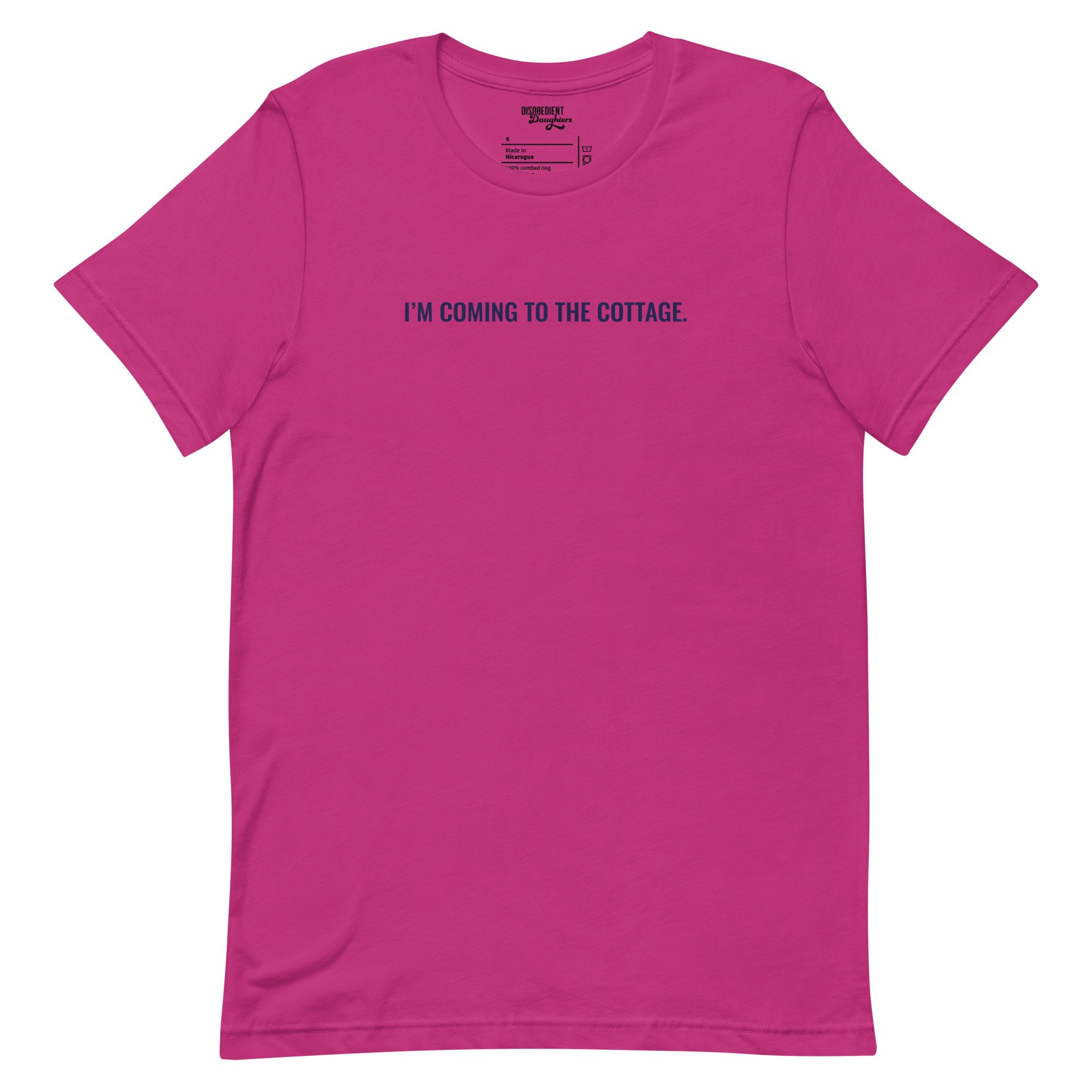 I'm Coming to the Cottage Heated Rivalry T-shirt by Disobedient Daughters in Bright Pink — Self-care shirts that make a statement