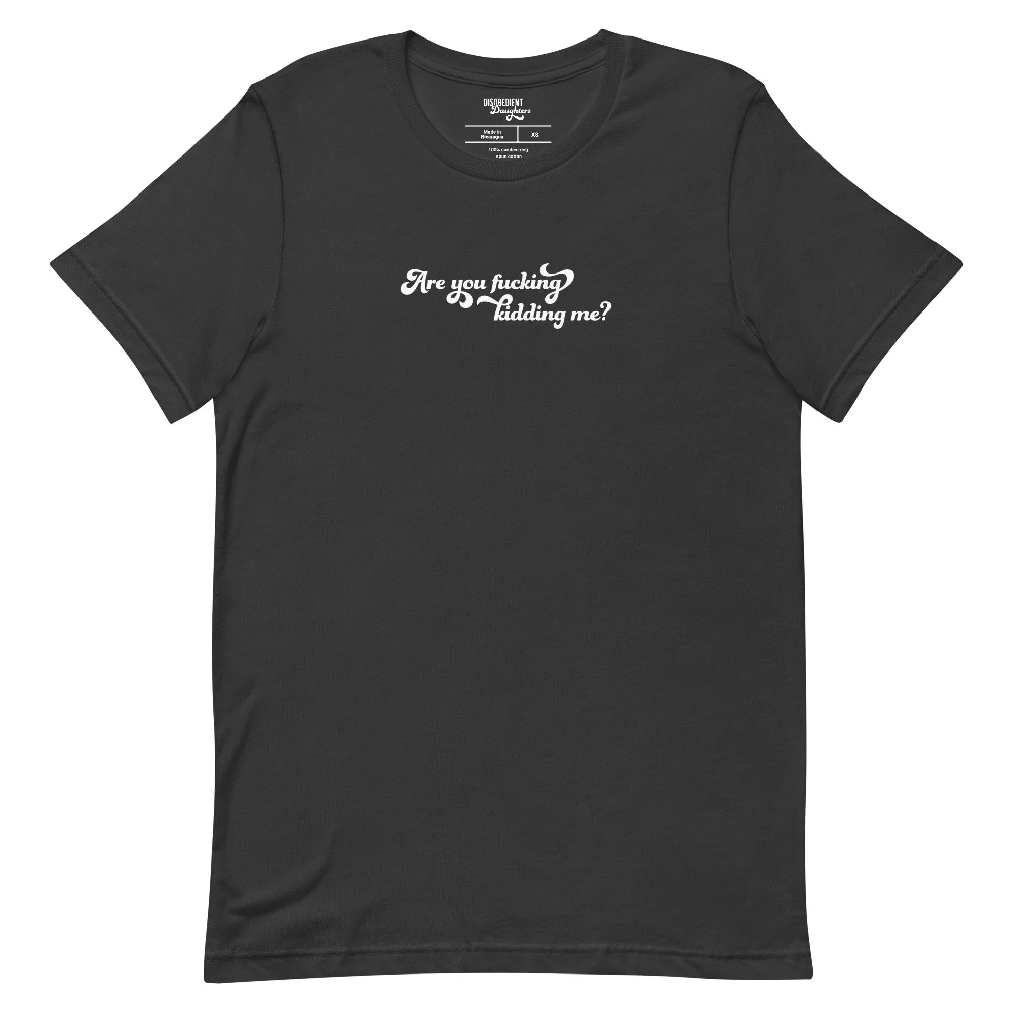 Are You Fucking Kidding Me T-shirt by Disobedient Daughters in Dark Gray — Self-care shirts that make a statement