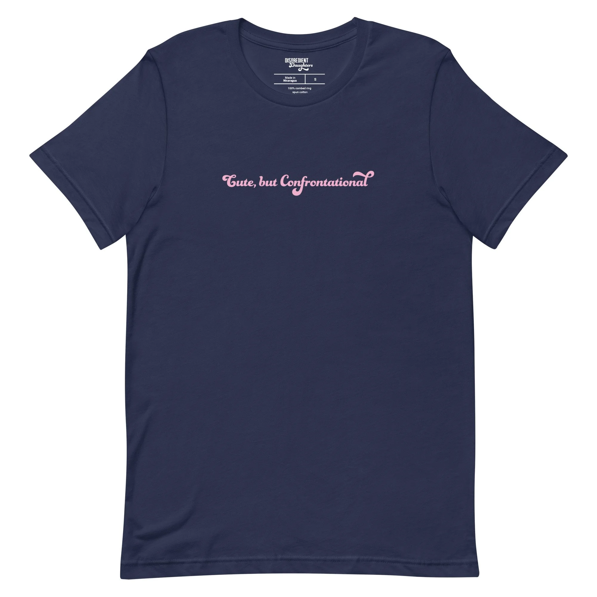 Cute, But Confrontational T-shirt by Disobedient Daughters in Navy — Self-care shirts that make a statement