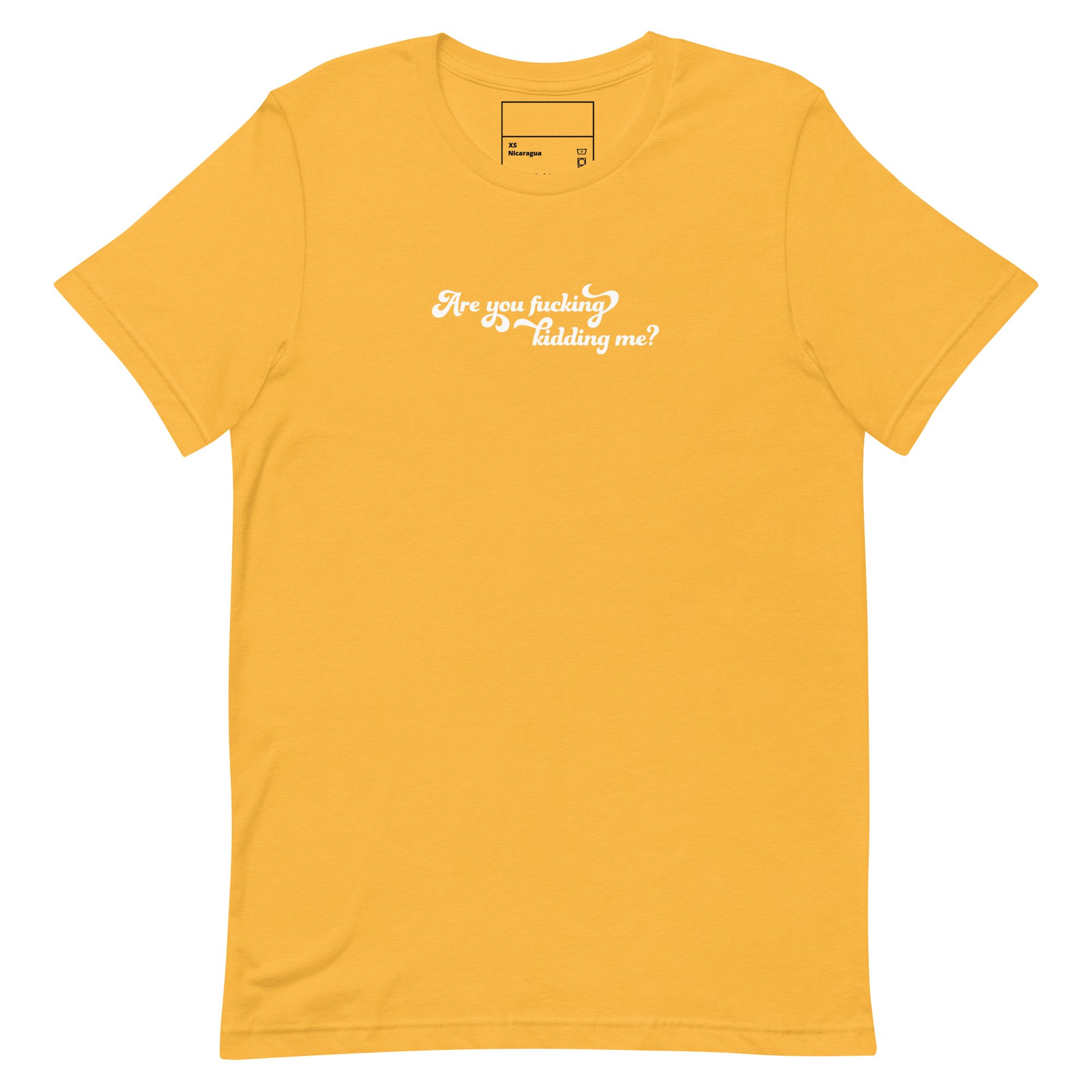 Are You Fucking Kidding Me T-shirt in Yellow gold by Disobedient Daughters – feminist statement shirt for empowered women