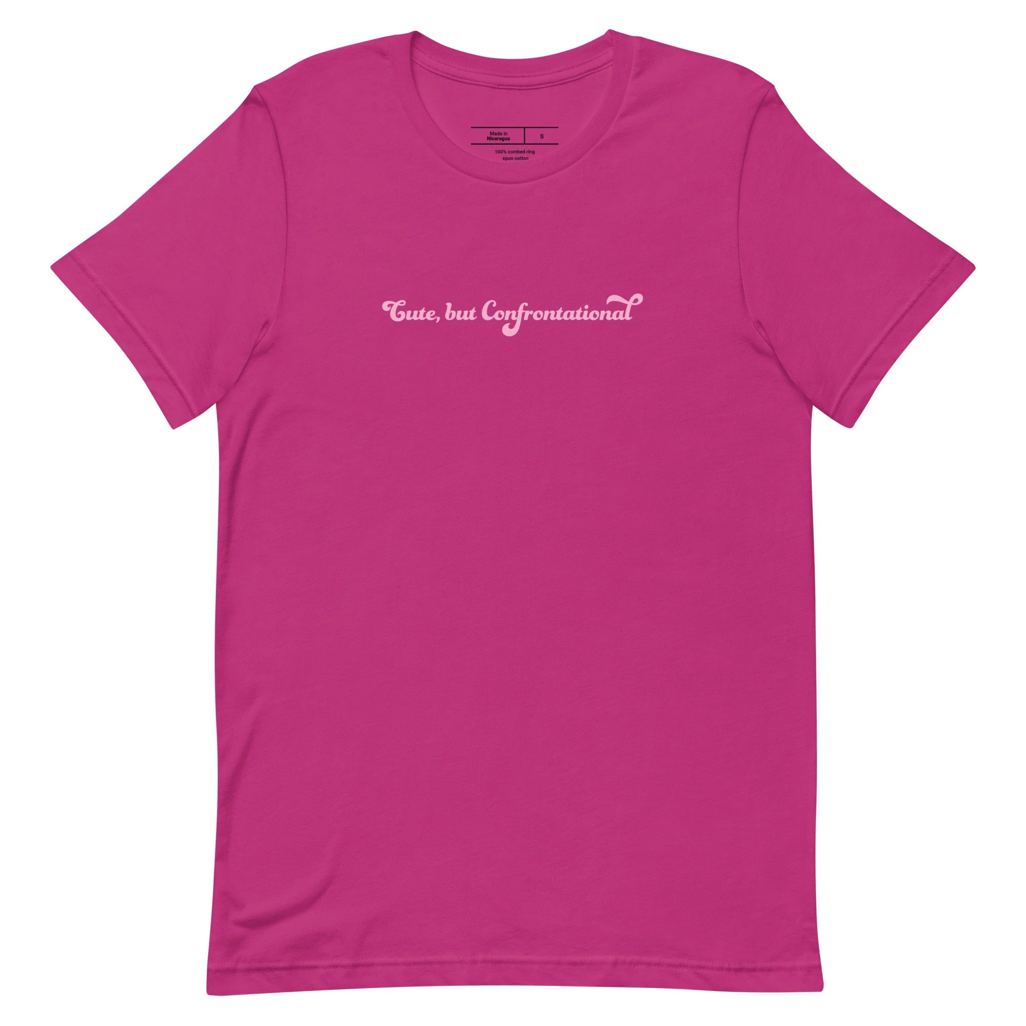 Cute, But Confrontational T-shirt by Disobedient Daughters in Bright Pink — Self-care shirts that make a statement