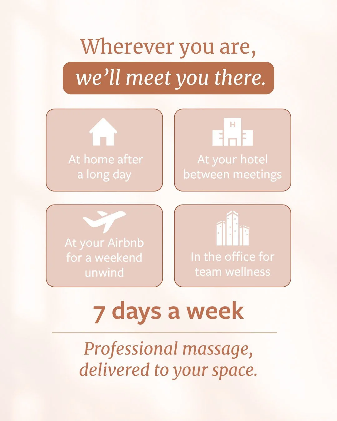 We get it &hellip; life doesn't always fit into normal business hours.
Wherever you are, we&rsquo;ll meet you there. 🏠

Whether you&rsquo;re working late, staying in an Airbnb, or just want to unwind at home &mdash; we're available every day of the 