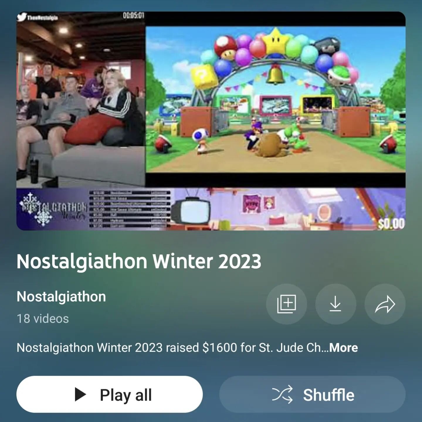 Did you miss any part of Nostalgiathon Winter? All parts of the last Nostalgiathon are now on our YouTube! 🎉
https://youtube.com/playlist?list=PLi1EMYKWWrl7PJBf7ArPXd0EkESGwgfa0