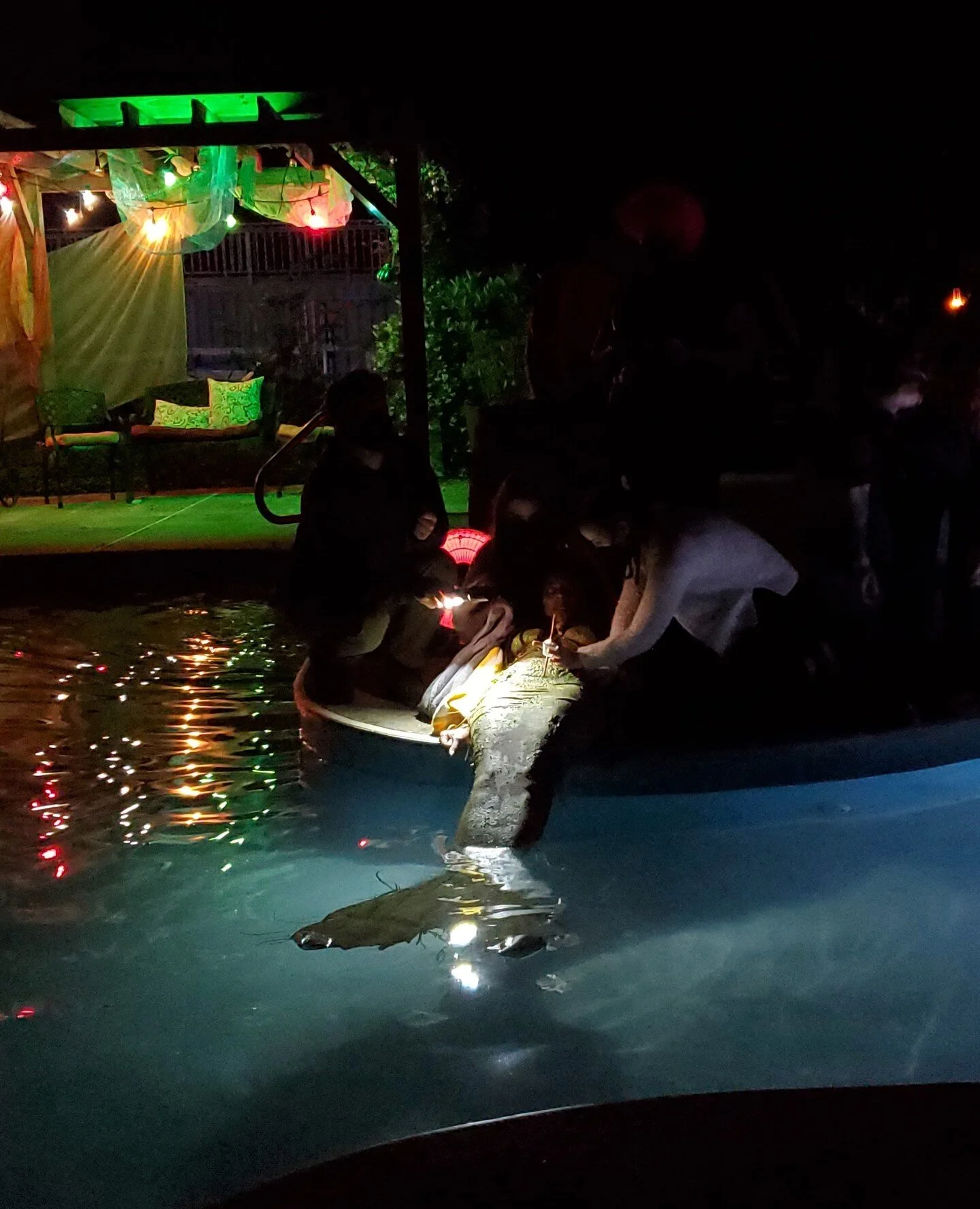 The difficulty with Erzulie's tail was how long the paint could withstand the harsh pool chemicals. We also had to design around our actress, @leilaannastasia who is not a trained professional mermaid.⁠
⁠
We had a zipper built into the tail after we 