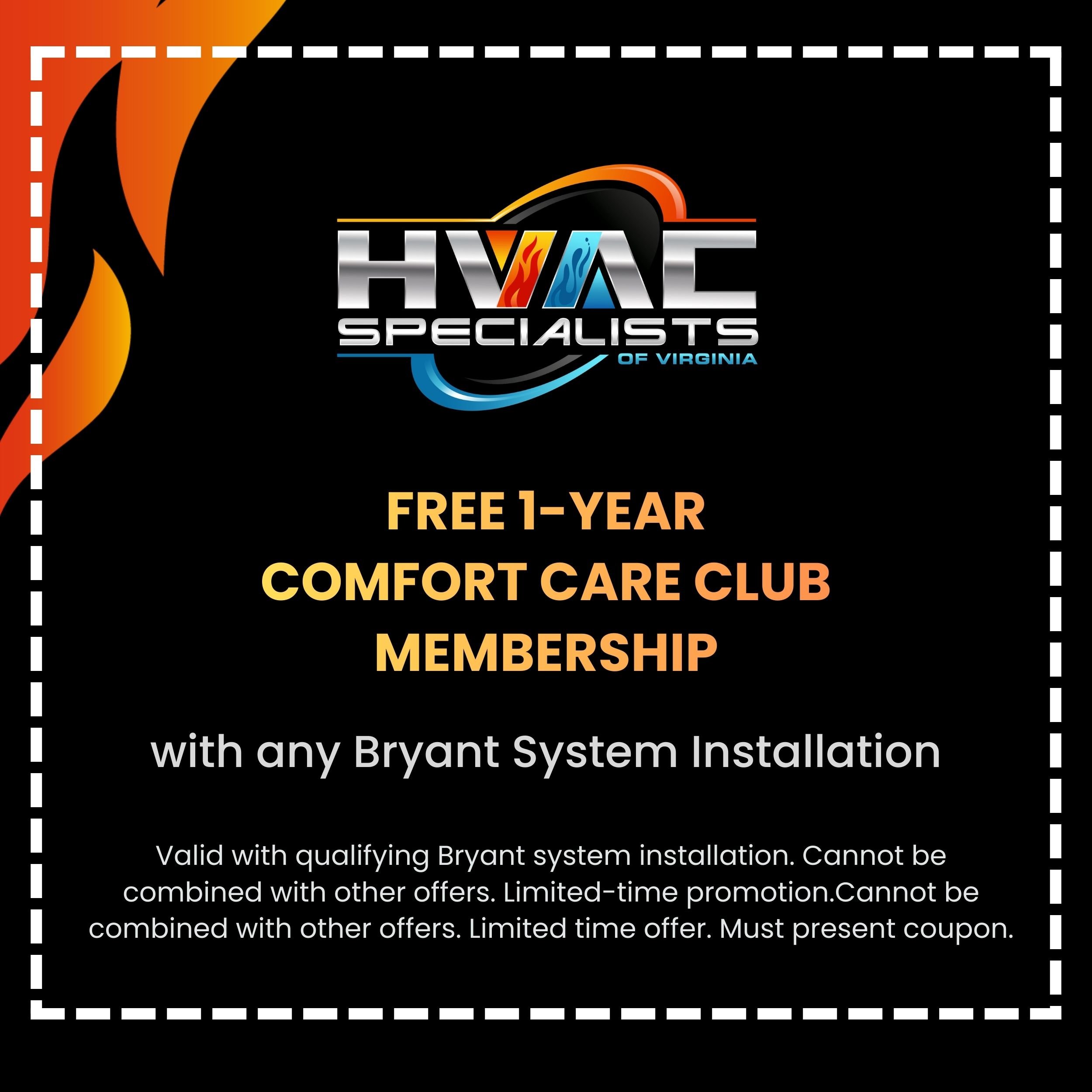 Free 1-Year Comfort Care Club Membership