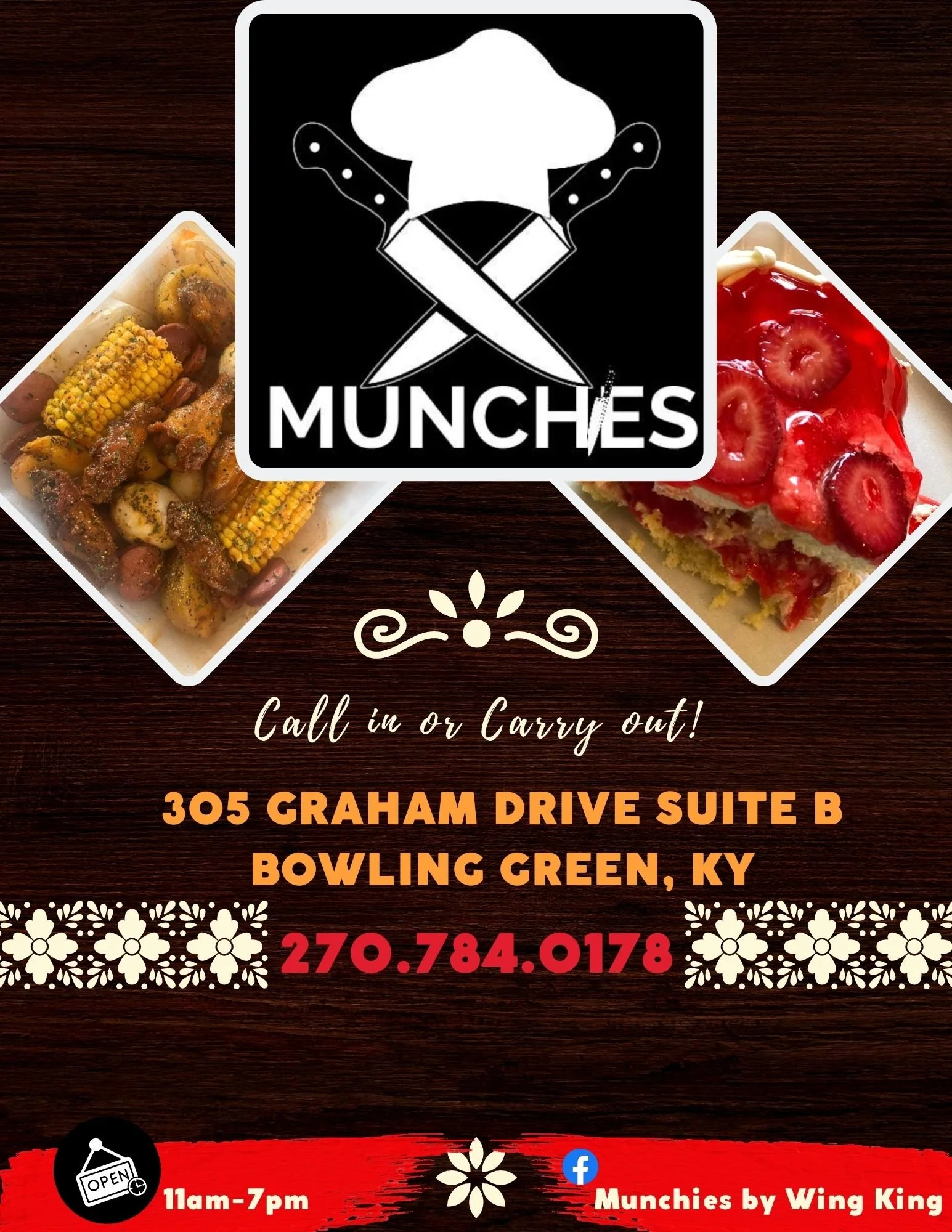 Munchies by Wing King informational flyer