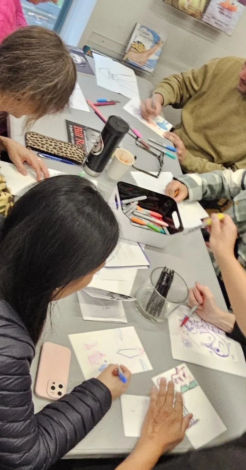 Teachers PD Day- Tandem Drawing Exhibition activity-key function and or purpose communication with partner. #abstractart #collaborativeart 