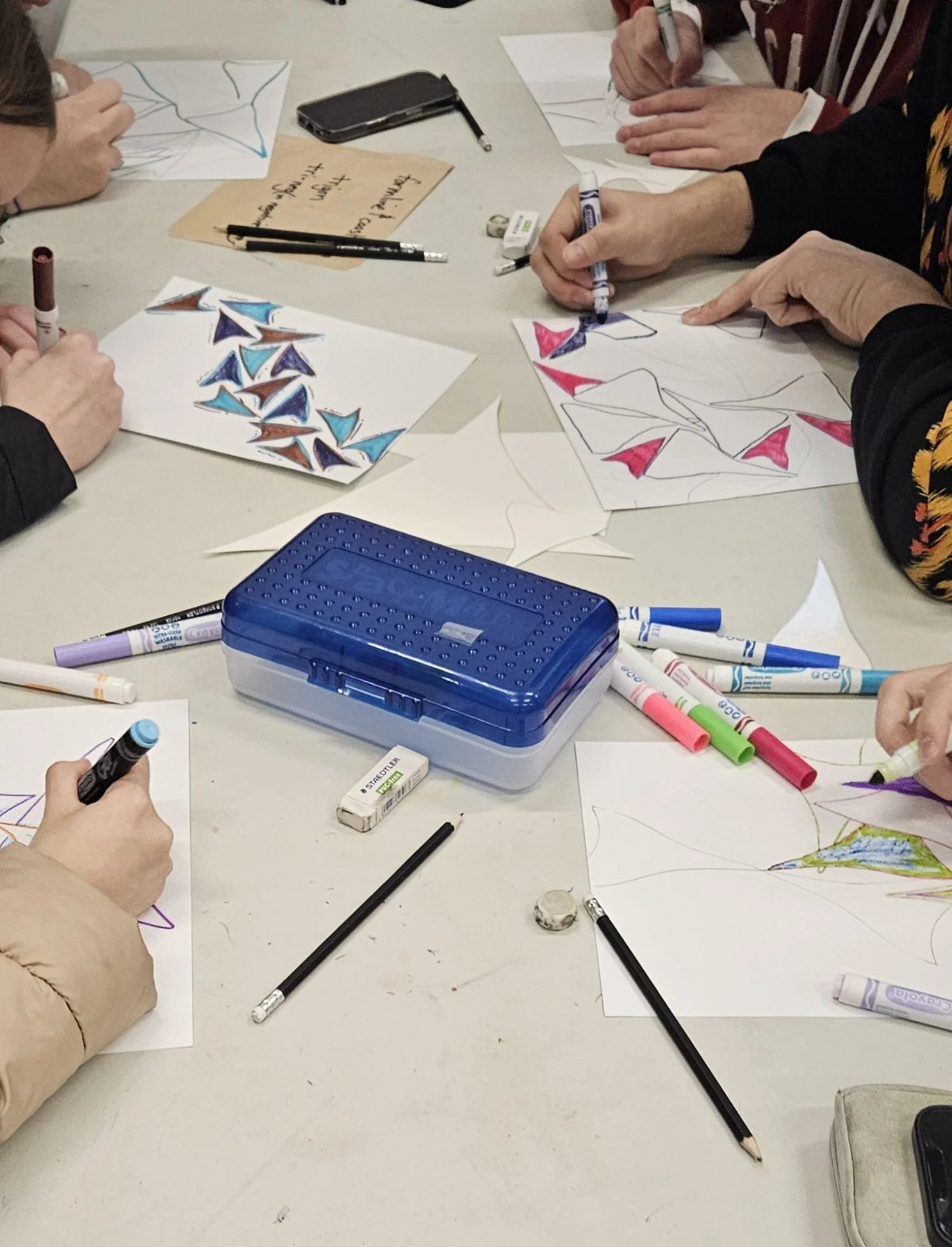 Education activity for current exhibition ERHAM &  Blossoming- Thousands trigons, Thousands crescents, Thousands ovoids lesson exhibition activity.

