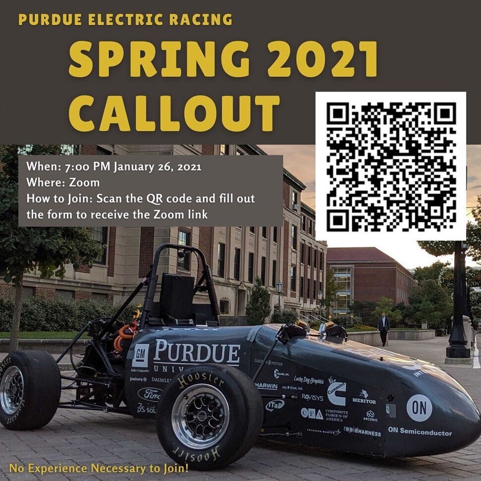 Welcome back boilers! Are you interested in joining our team? Scan the QR code above to get access to our call-out Zoom link. No experience necessary to join and we welcome all majors! We hope to see a lot of new faces there!