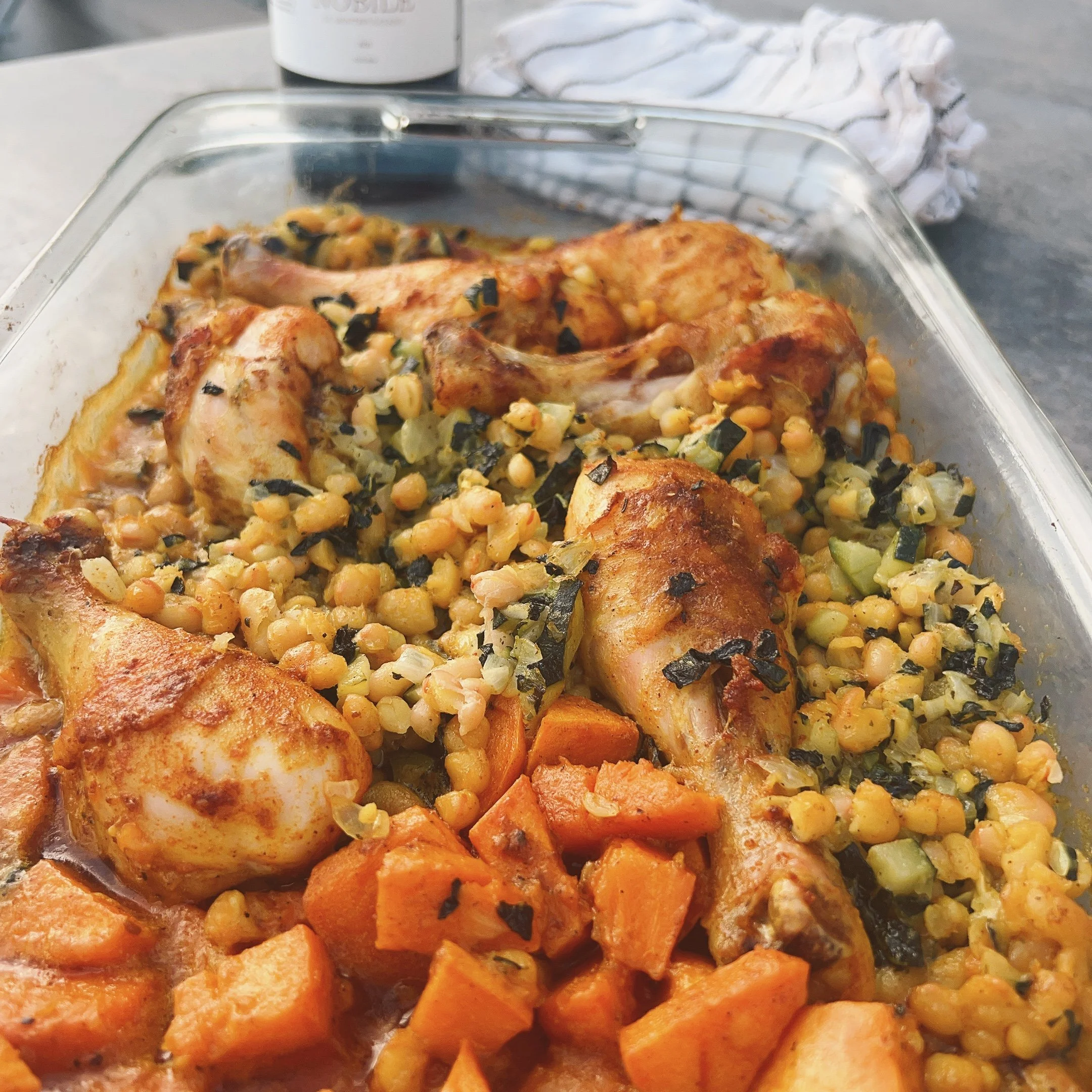 Drumsticks with Butternut Squash and Beans