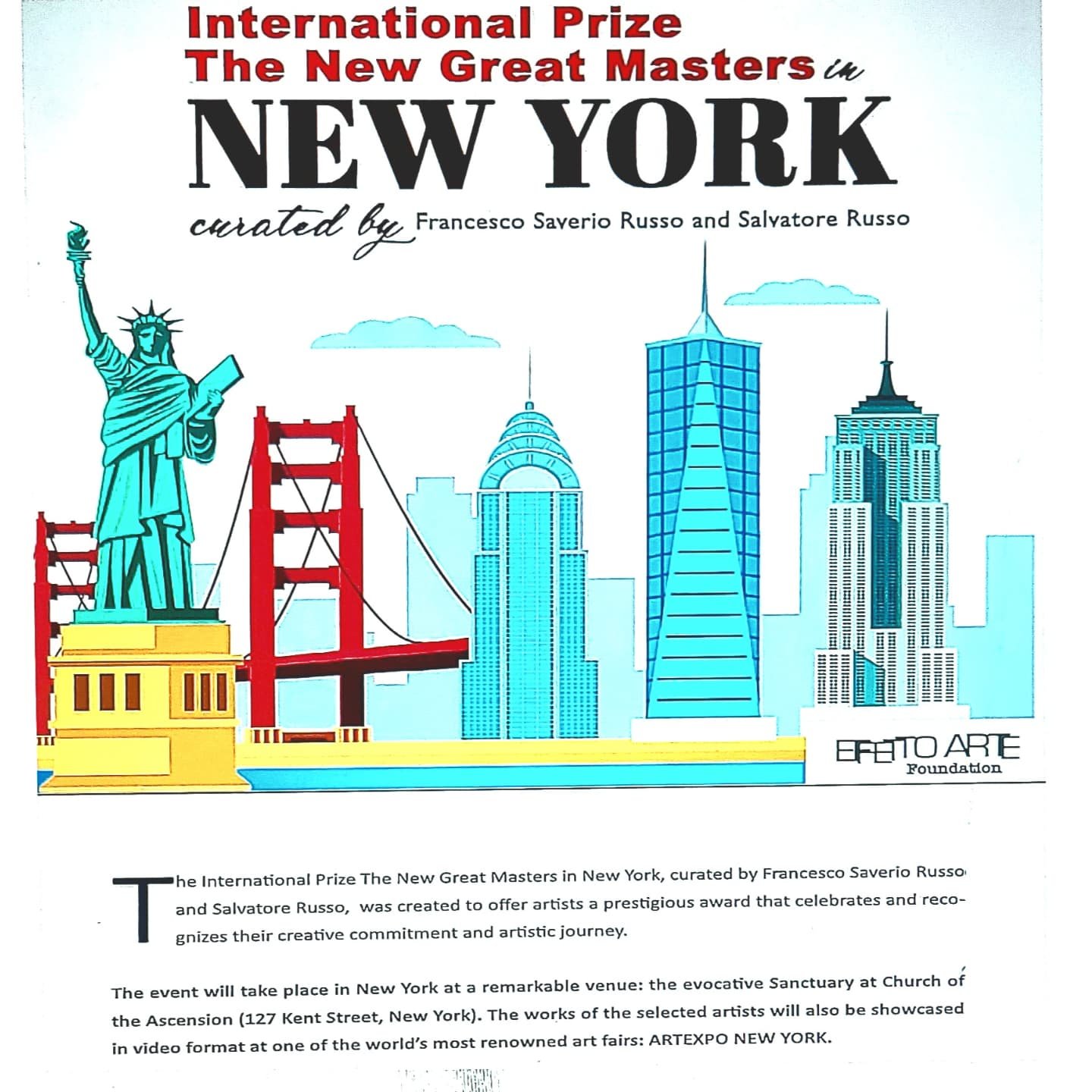 Selected &amp; awarded another art award/prize. This prestigious &quot;International prize of new great masters in New York&quot; is offered and given to visual artists worthy for their artistic merits and contributions to the contemporary art world 