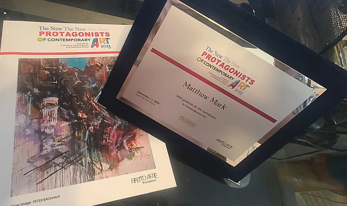 Didn't make it to French Riveria for the ceremony but thank you Effeto Arte Foundazione from Italy having my work featured in their latest publication " The New Protagonists of Contemporary Art." Comes with a plague. I will have to make a t