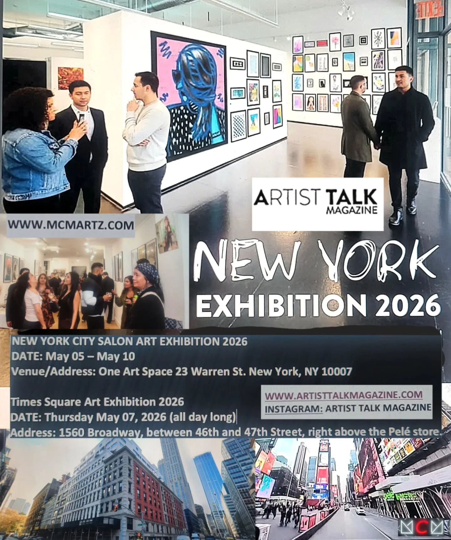 Will have art piece exhibited for a Salon Art Exhibition in New York City and a 2nd exhibition at Times Square. Many artists are involved for the Salon Art Exhibition and works will be on sale. From may 05 - may 10th. The Times Square exhibition is s