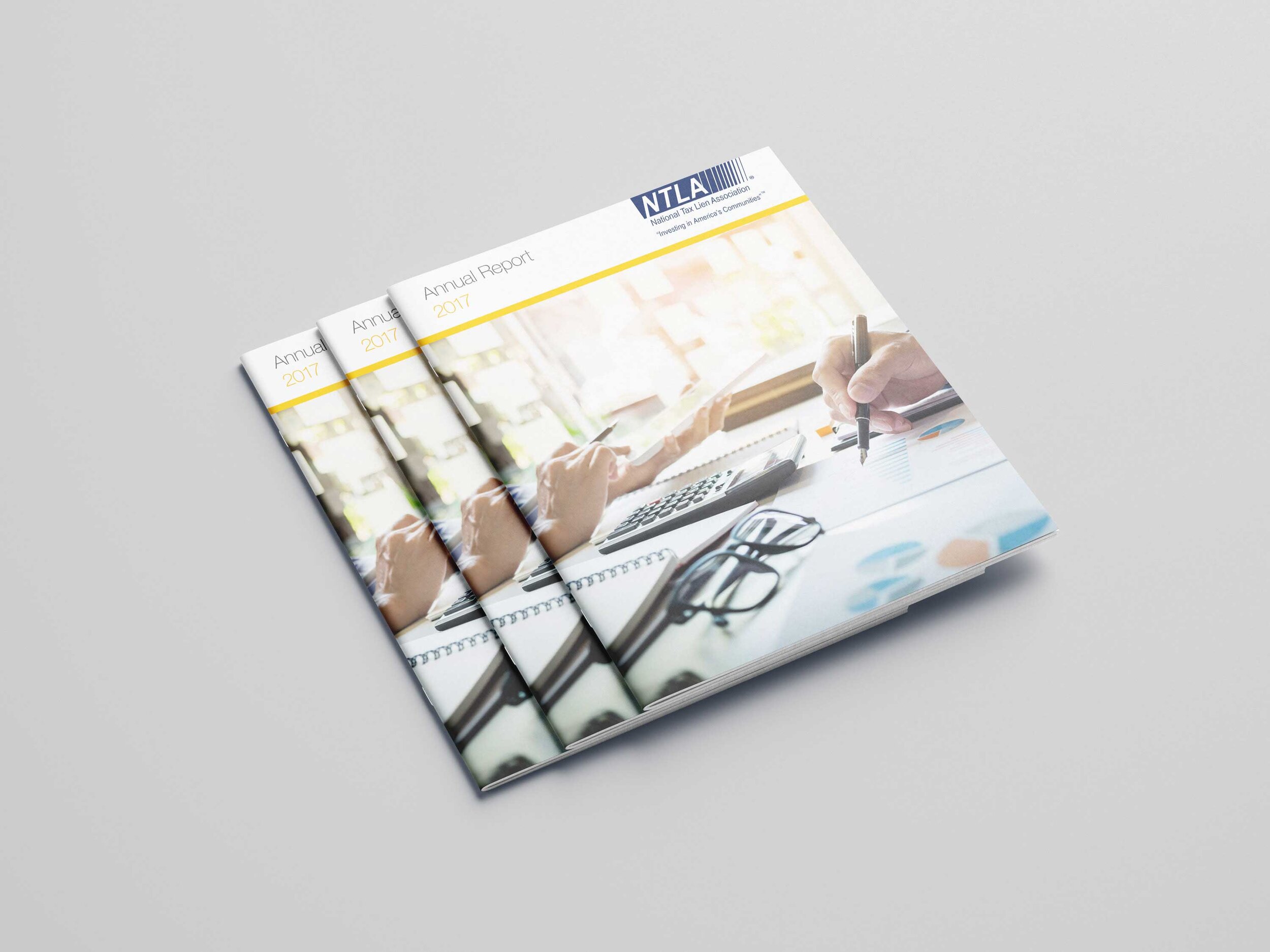 Annual Report created for the National Tax Lien Association (NTLA). This saddle stitched book consisted of 16 pages.