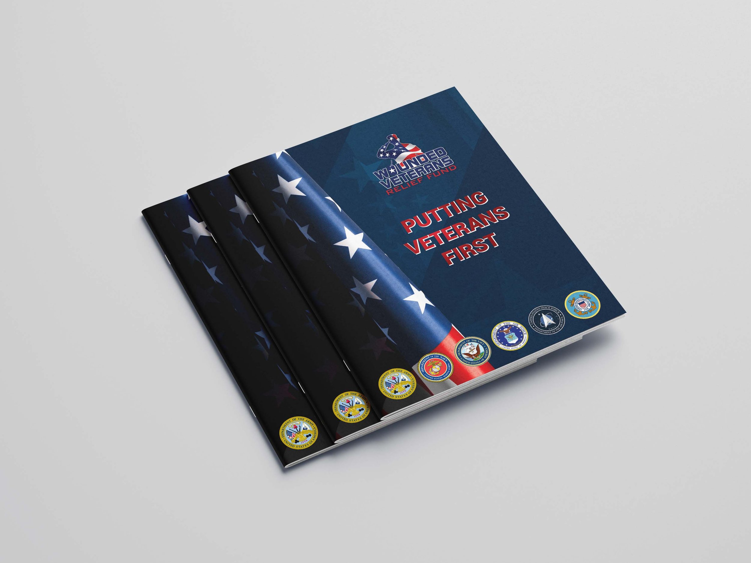Informative book for Wounded Veterans Relief Fund. This saddle stitched book consisted of 8 pages.