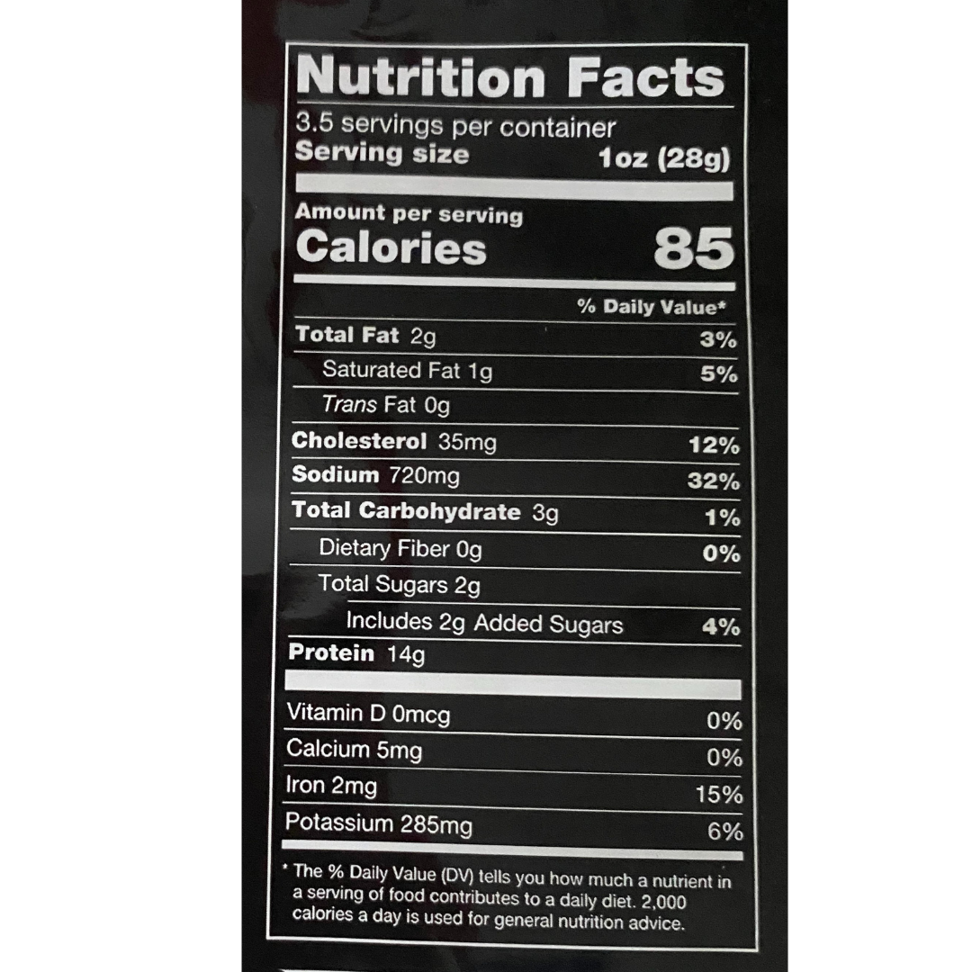 Nutritional and Ingredient Info — Mingua Beef Jerky