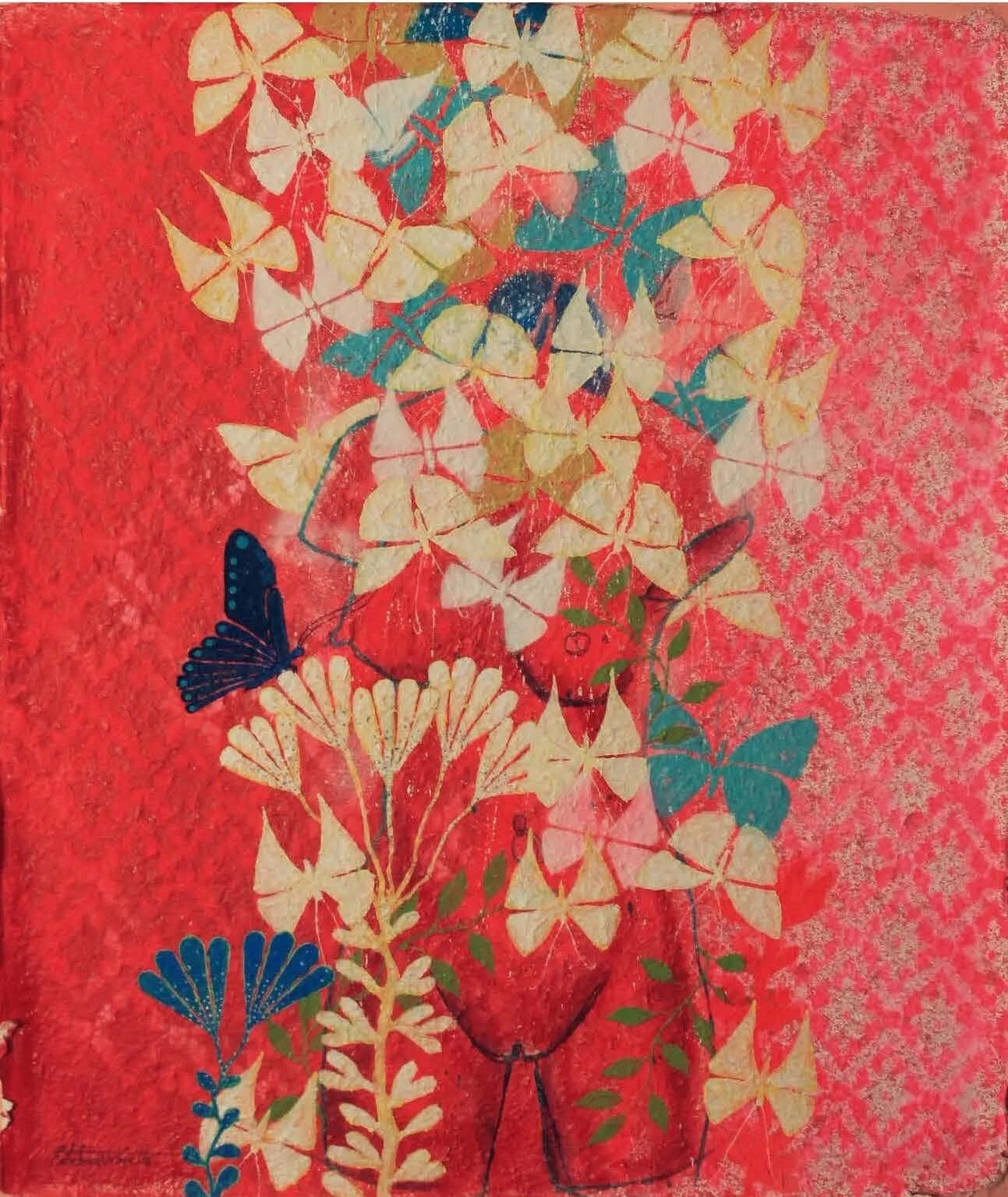 "Untitled," 2019 
Acrylic on carrizo and cotton paper 
56 x 68 cm