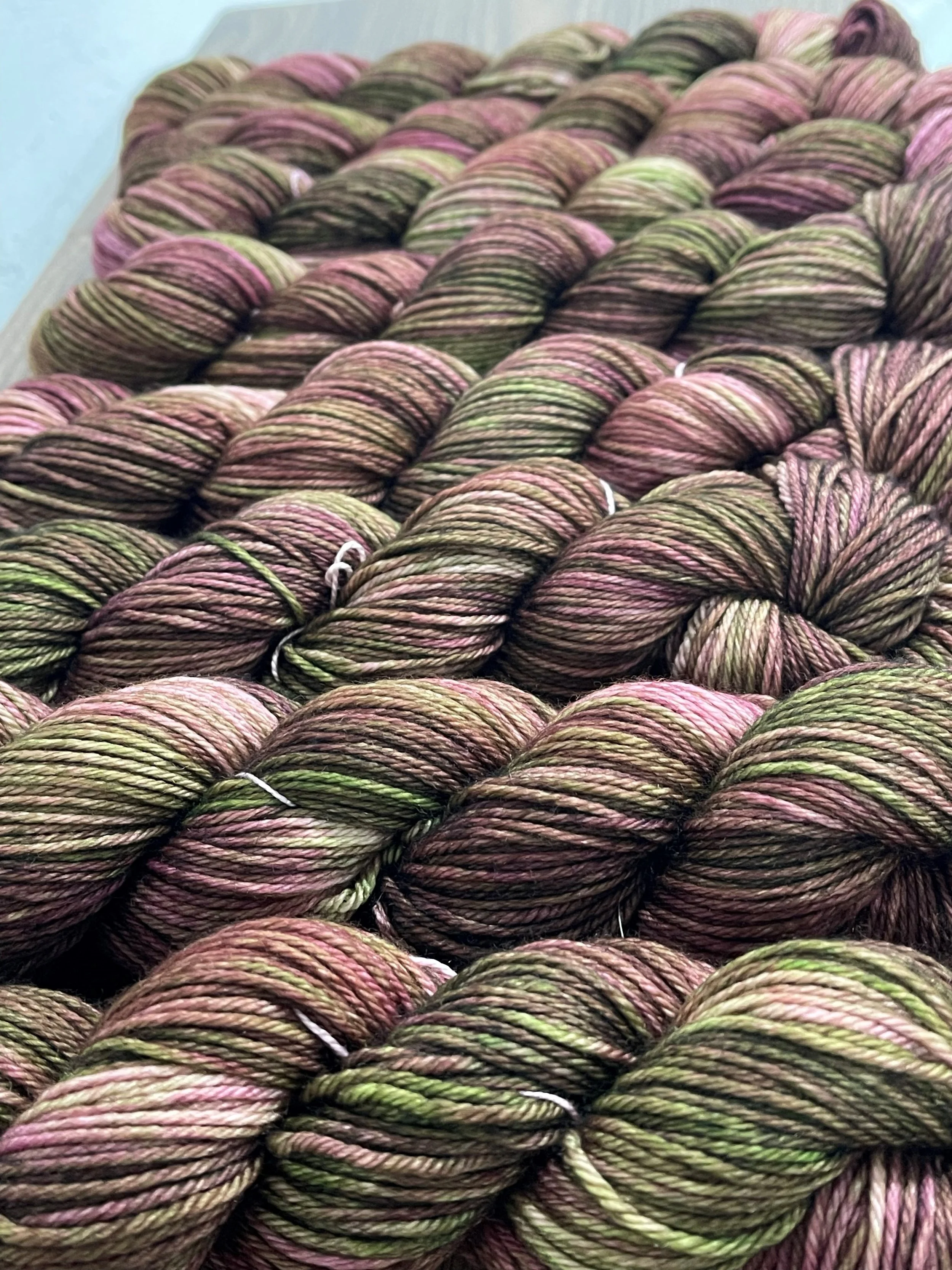 Need Project Quantity?  We got you !
This was ordered at a show and shipped for free within 10 days. Linda has (8) skeins of "Sour Daddy"  coming, and with this selection, she joins the elite Quarter Master Corps. 
