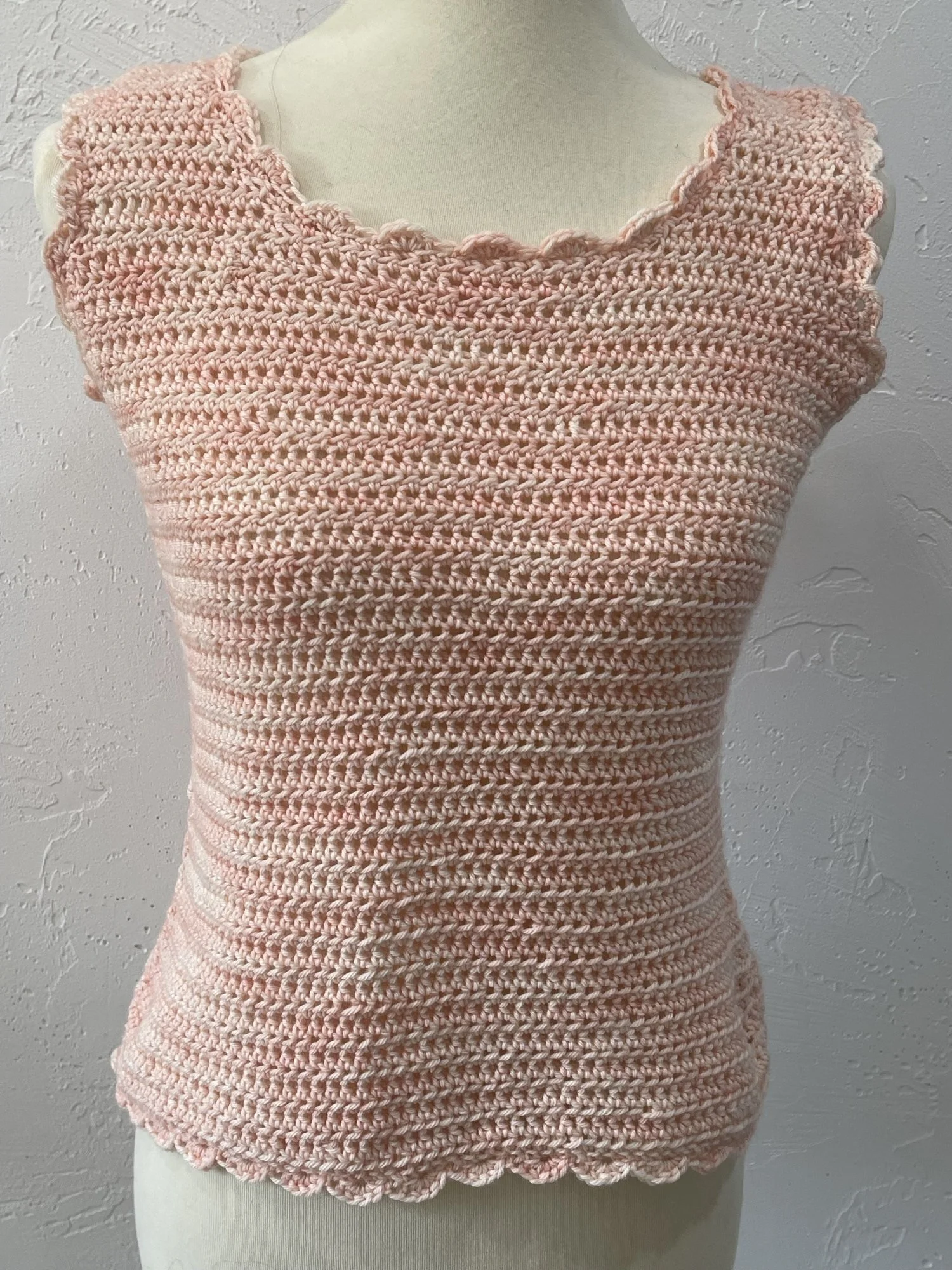 The "Valencia" crochet vest made by the master herself Donna Smith using the Sorbet colorway.  