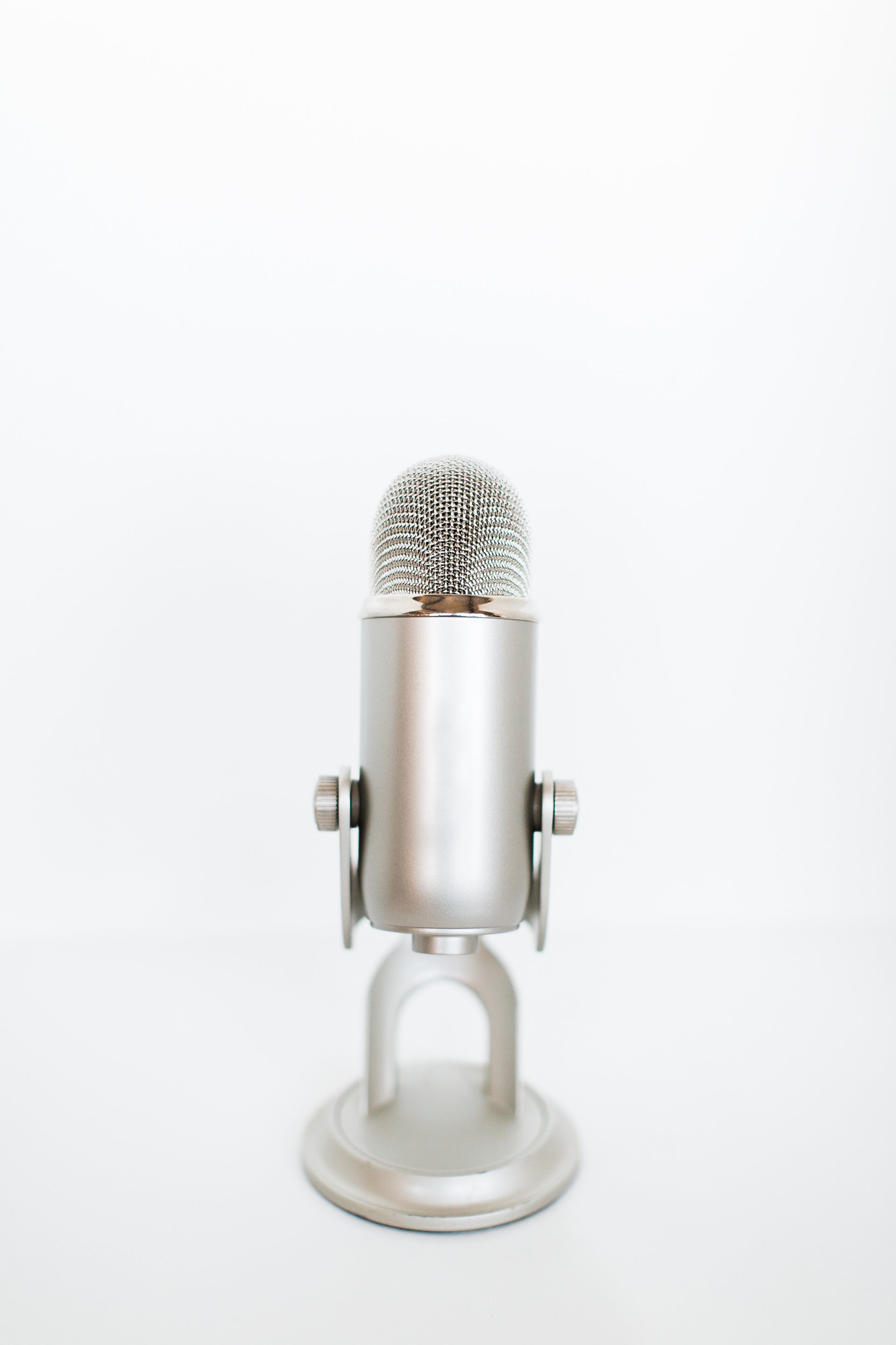 silver podcast microphone