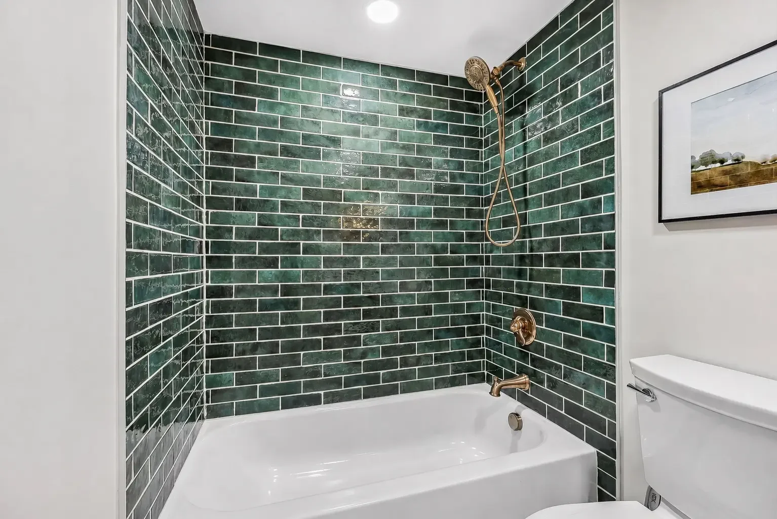 Remodeled bathroom with custom vanity and tile work at Bickley Place in Upper Arlington