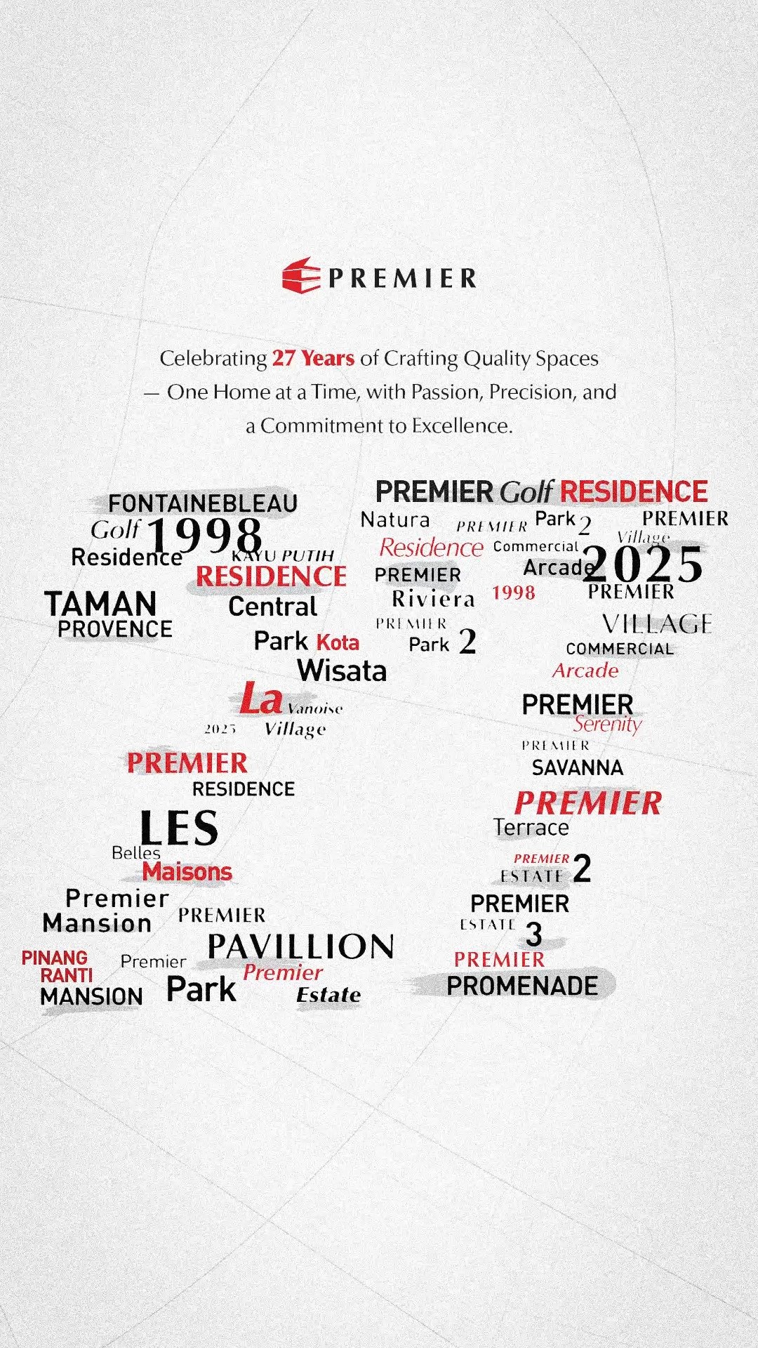 Premier Qualitas Indonesia proudly celebrates 27 years of crafting quality homes — one home at a time, with passion, precision, and unwavering commitment to excellence.
Thank you for being part of our journey. Here’s to shaping the futur