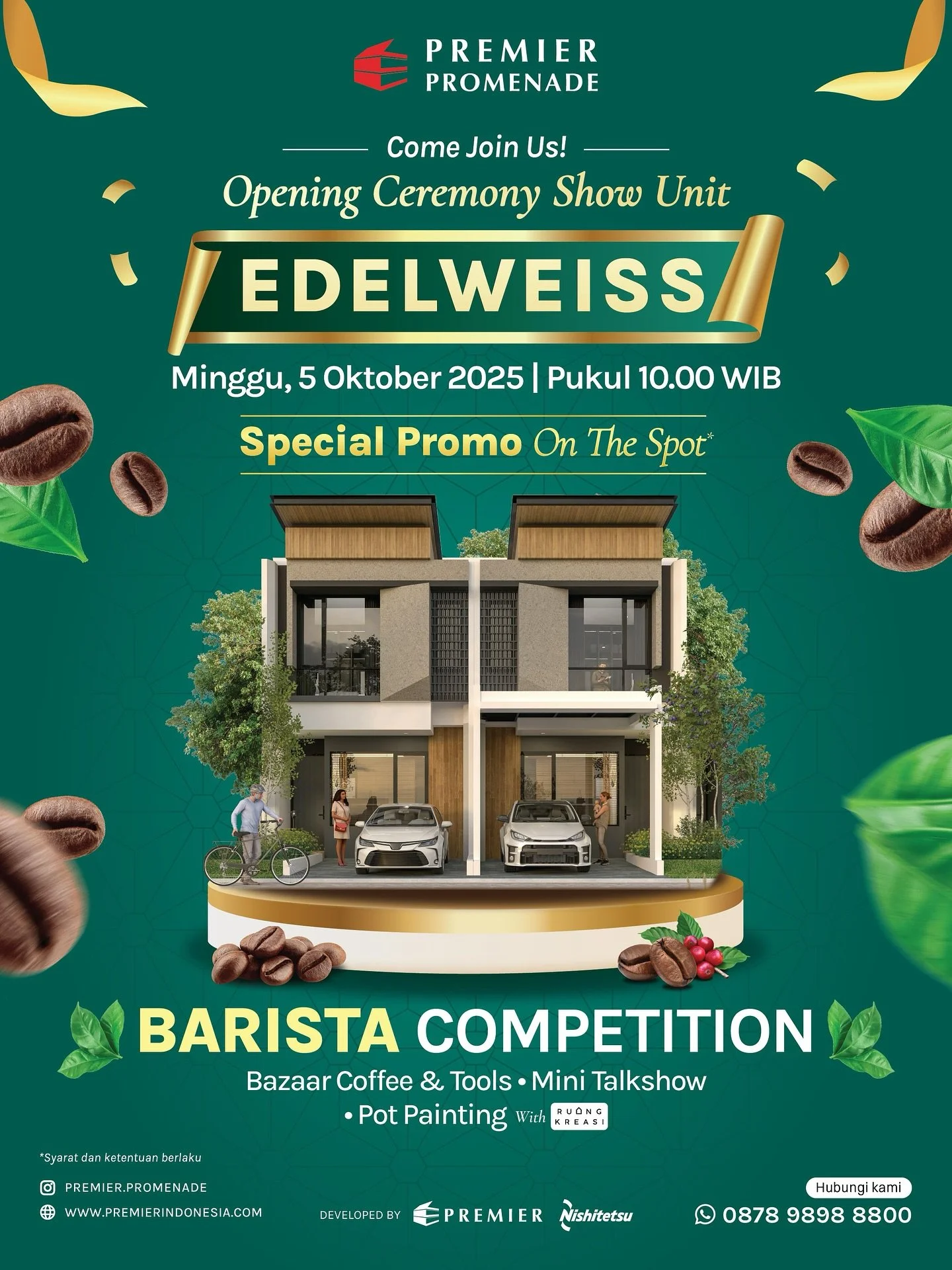 🌿✨ Grand Opening Show Unit Edelweiss! ✨🌿
Akhirnya yang ditunggu-tunggu hadir! 🎉
Saatnya kenalan sama desain terbaru yang bakal bikin kamu jatuh hati! 💚
@premier.promenade dengan bangga mempersembahkan Show Unit Edelweiss yang modern, elega
