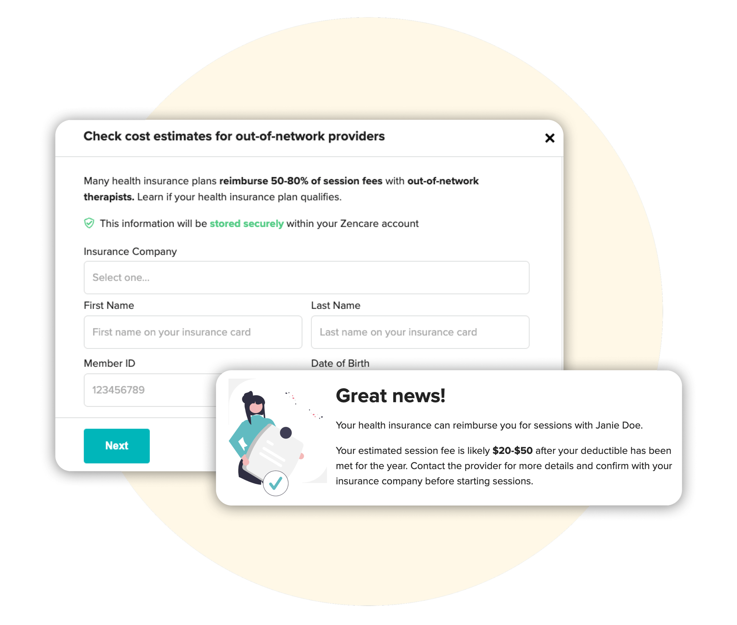 zencare private pay booster verification of benefits