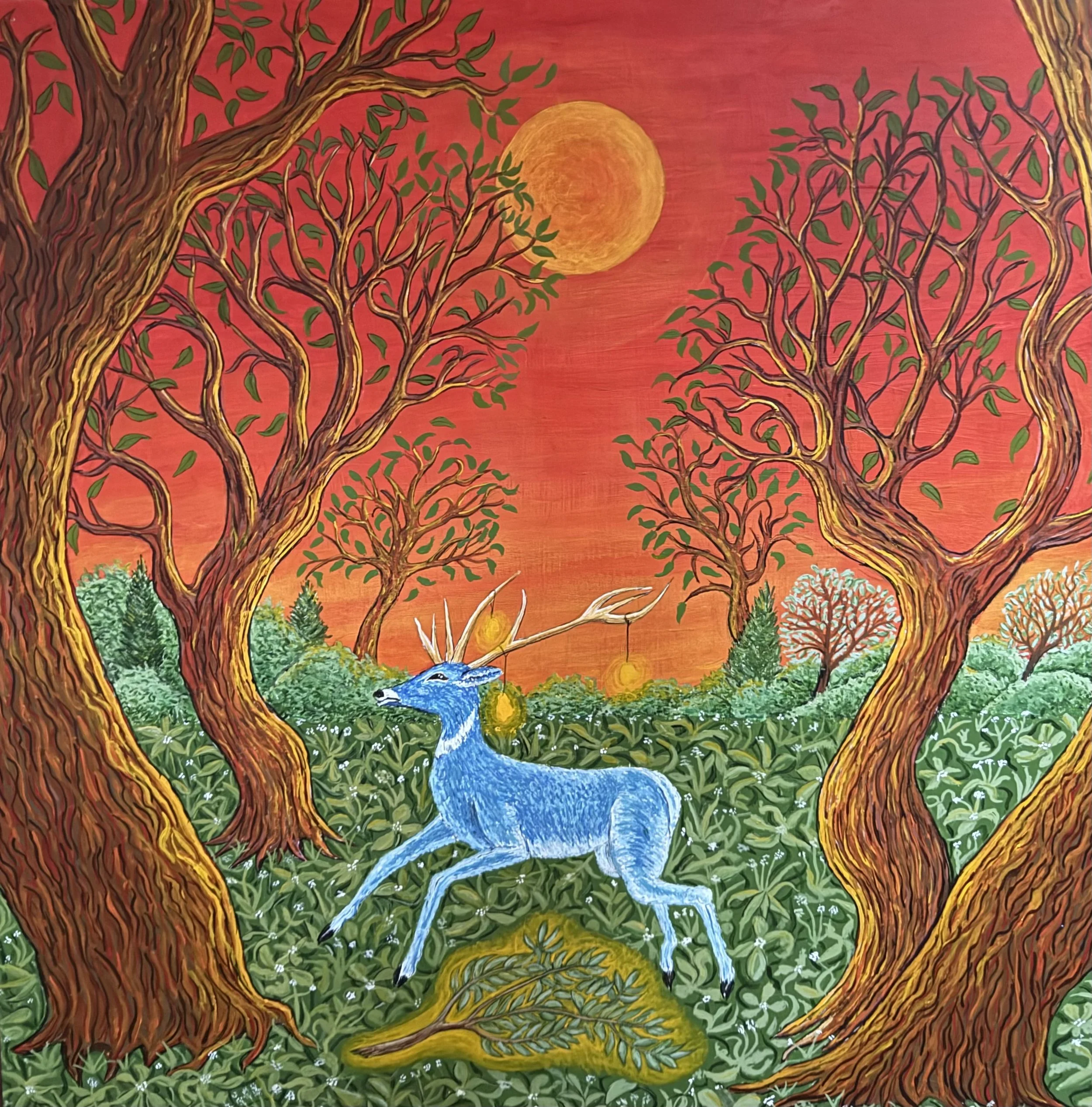 The Wounded Will Illuminate the Way, acrylic and oil stick on fiber board, 24 x 24 inches, 2026