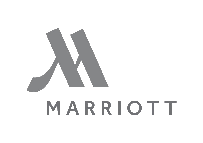 Marriott hotel logo with stylized 'M' icon and the word 'MARRIOTT' underneath.