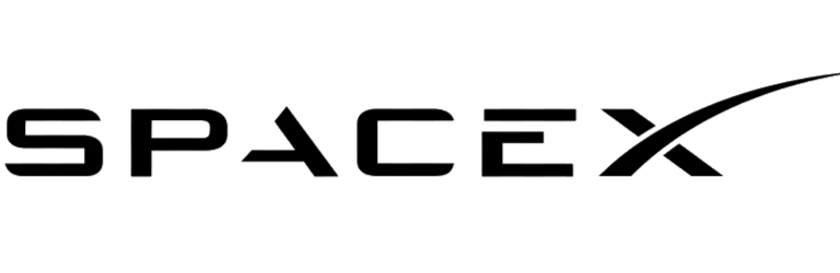 SpaceX logo in black and white.