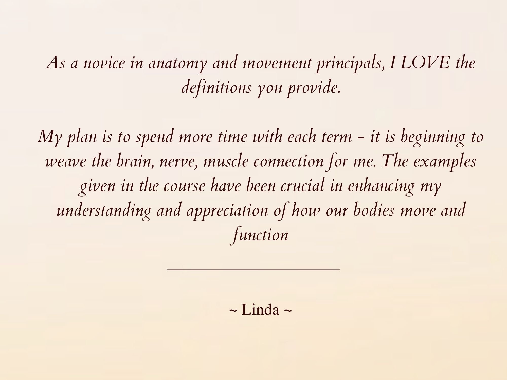 Every time I complete one of the lessons from Proprio-Synthesis, my mind is blown. Unbelievable amount of information, and I am thrilled to be learning so much, so thank you. (3).jpg