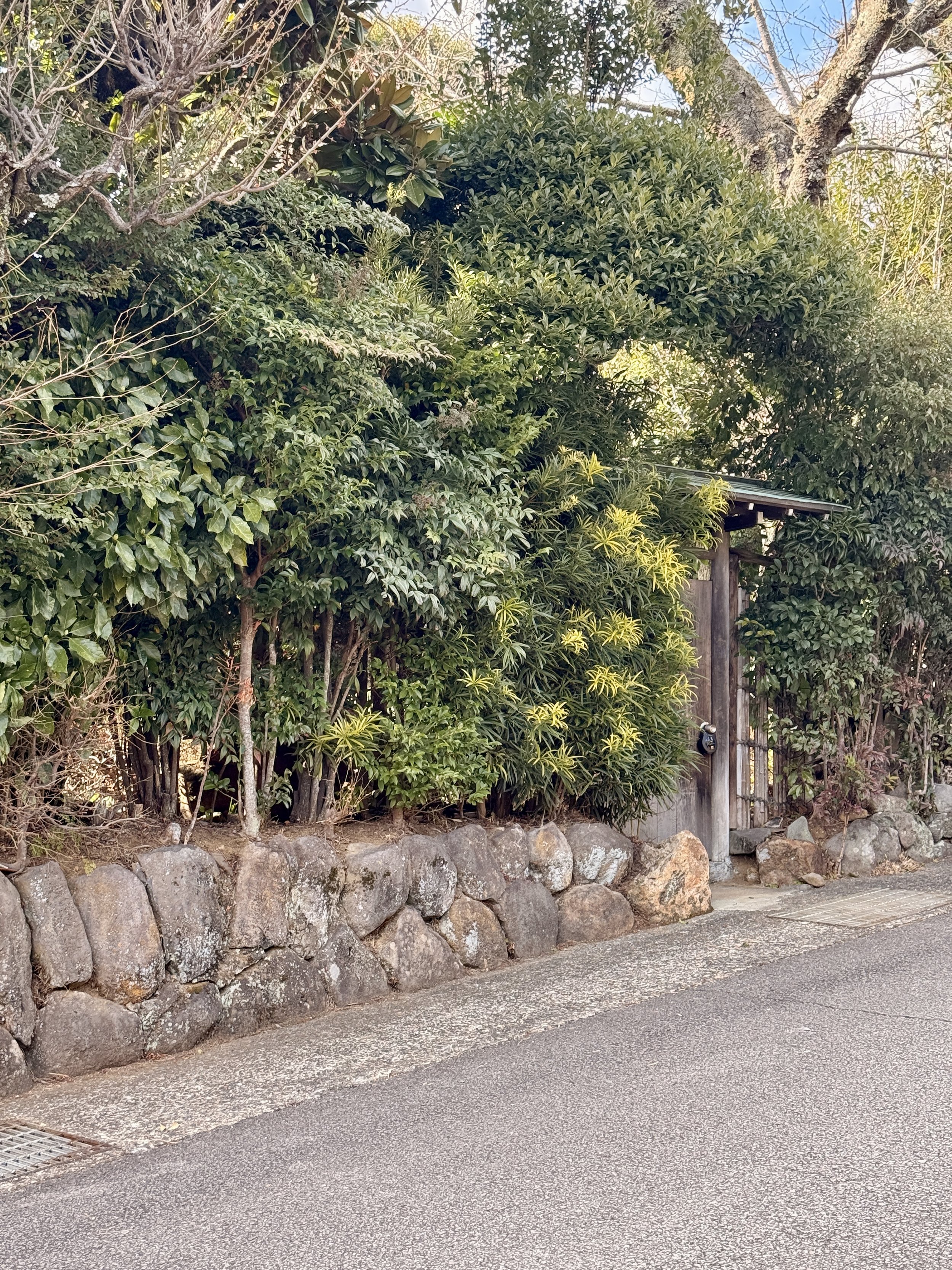 About 20 meters after turning left, the gate to the house will be on the left.